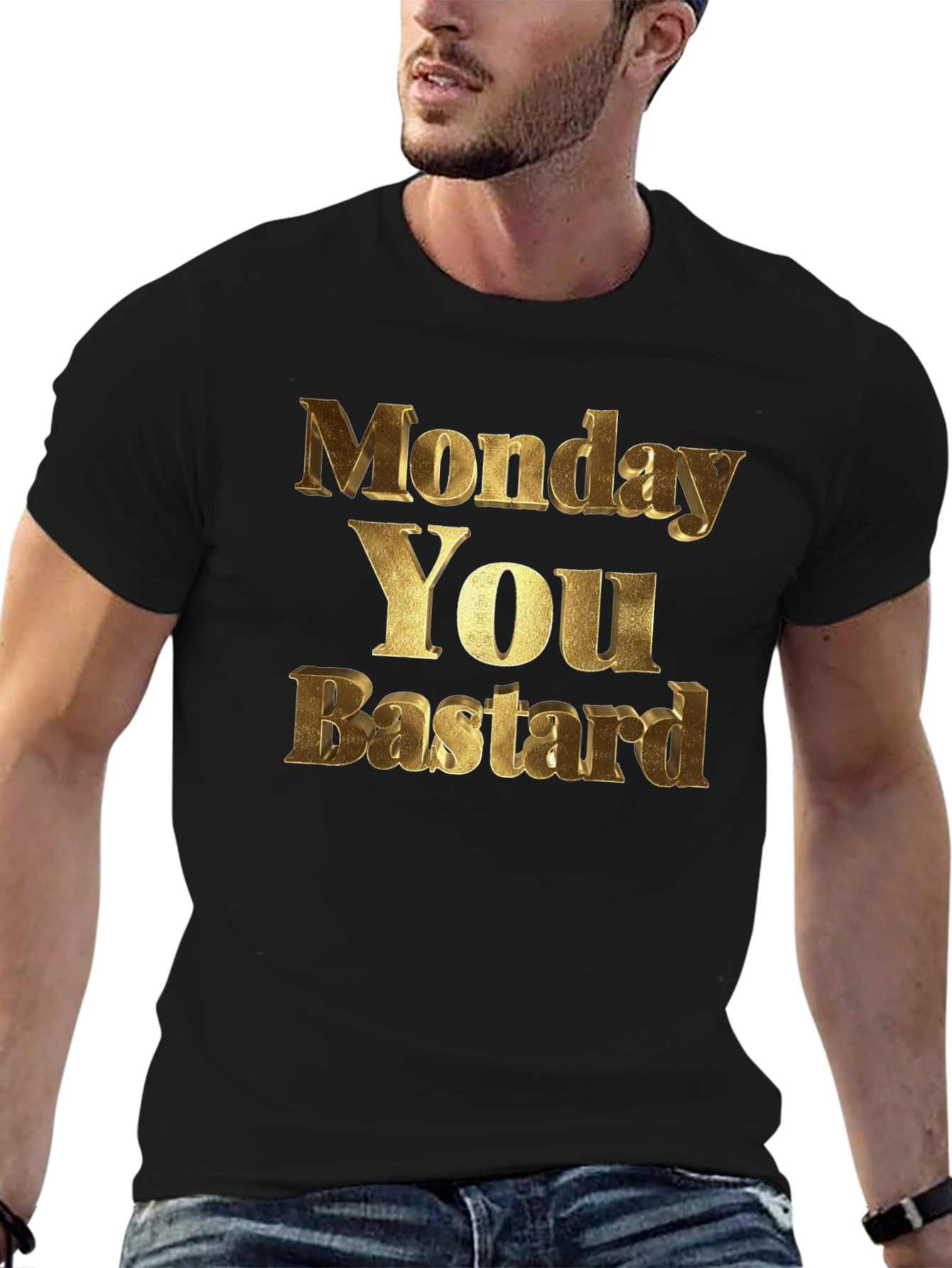 Monday You Bastard Mens Black Graphic Tee