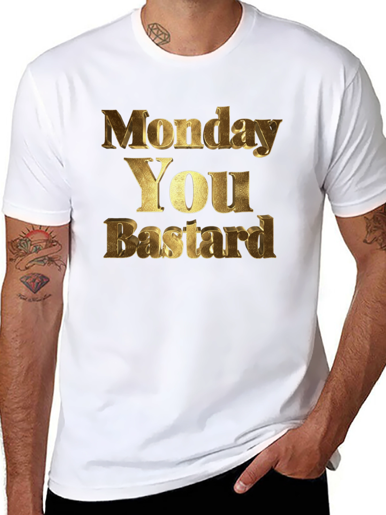 Monday You Bastard Mens Black Graphic Tee