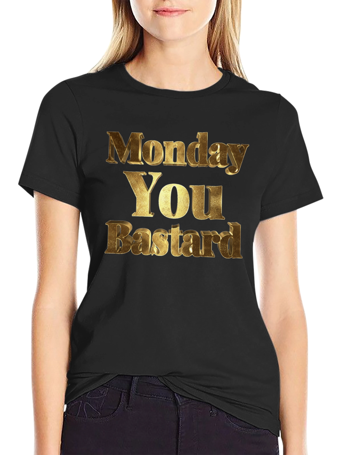 Monday You Bastard Mens Black Graphic Tee
