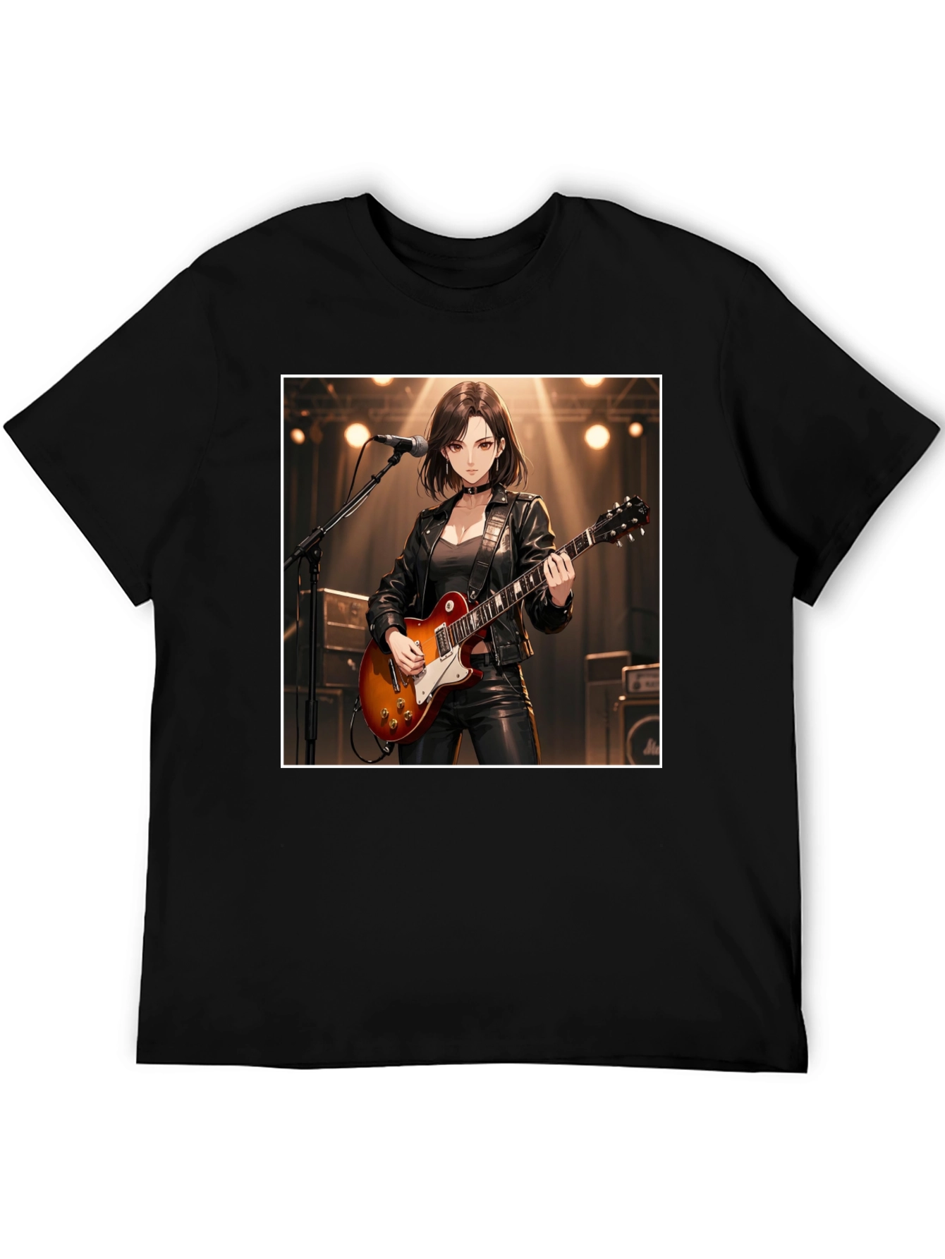 Guitarist Girl Black T-Shirt