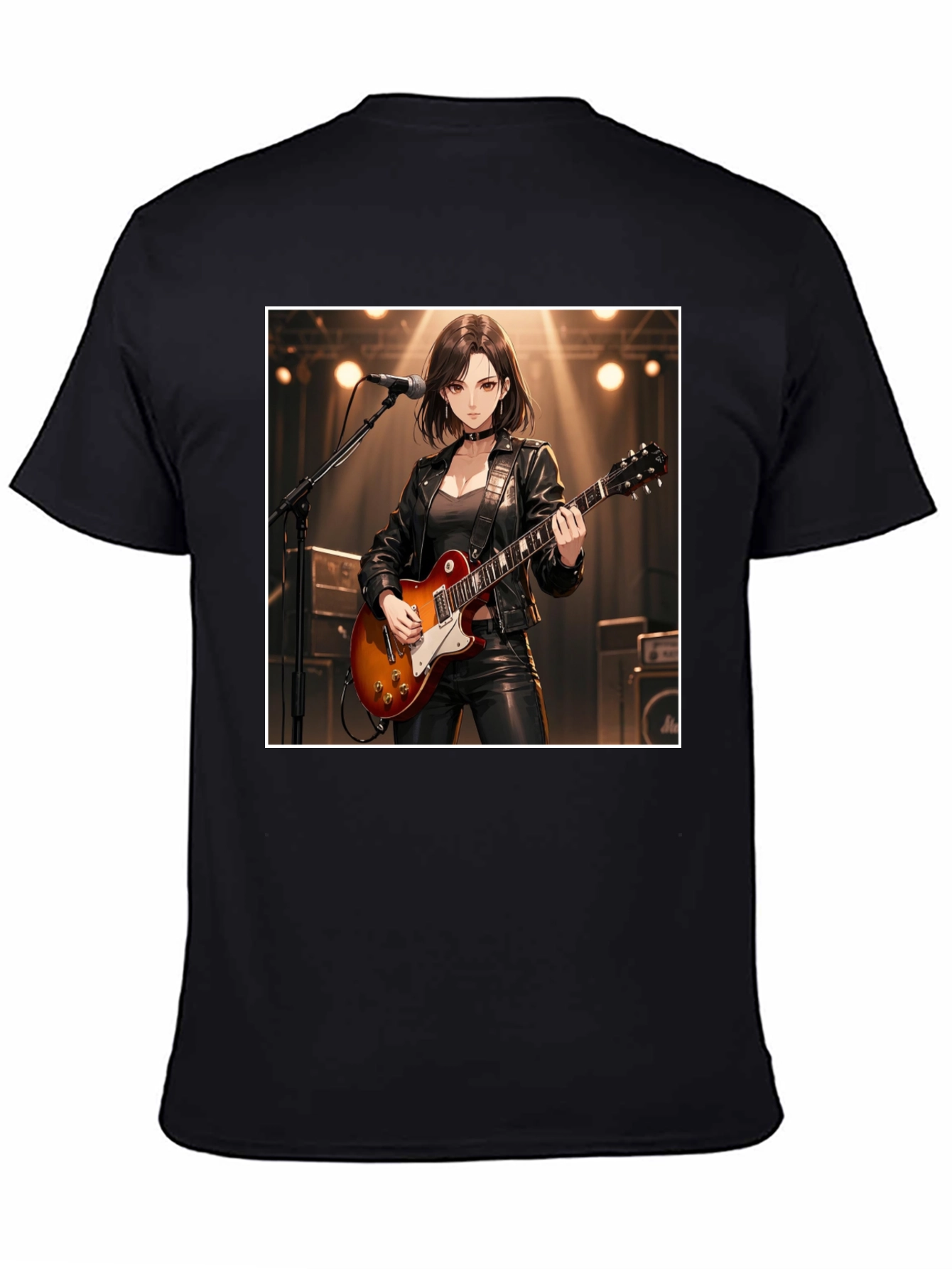 Guitarist Girl Black T-Shirt