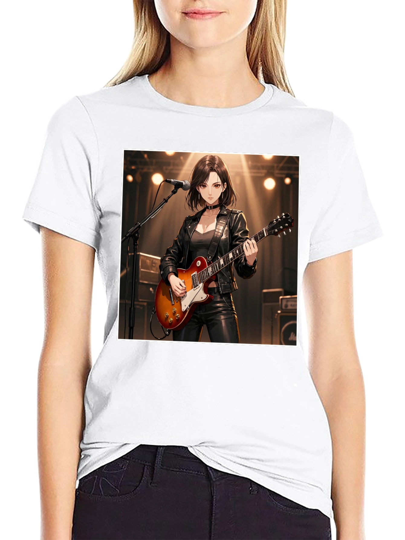 Guitarist Girl Black T-Shirt