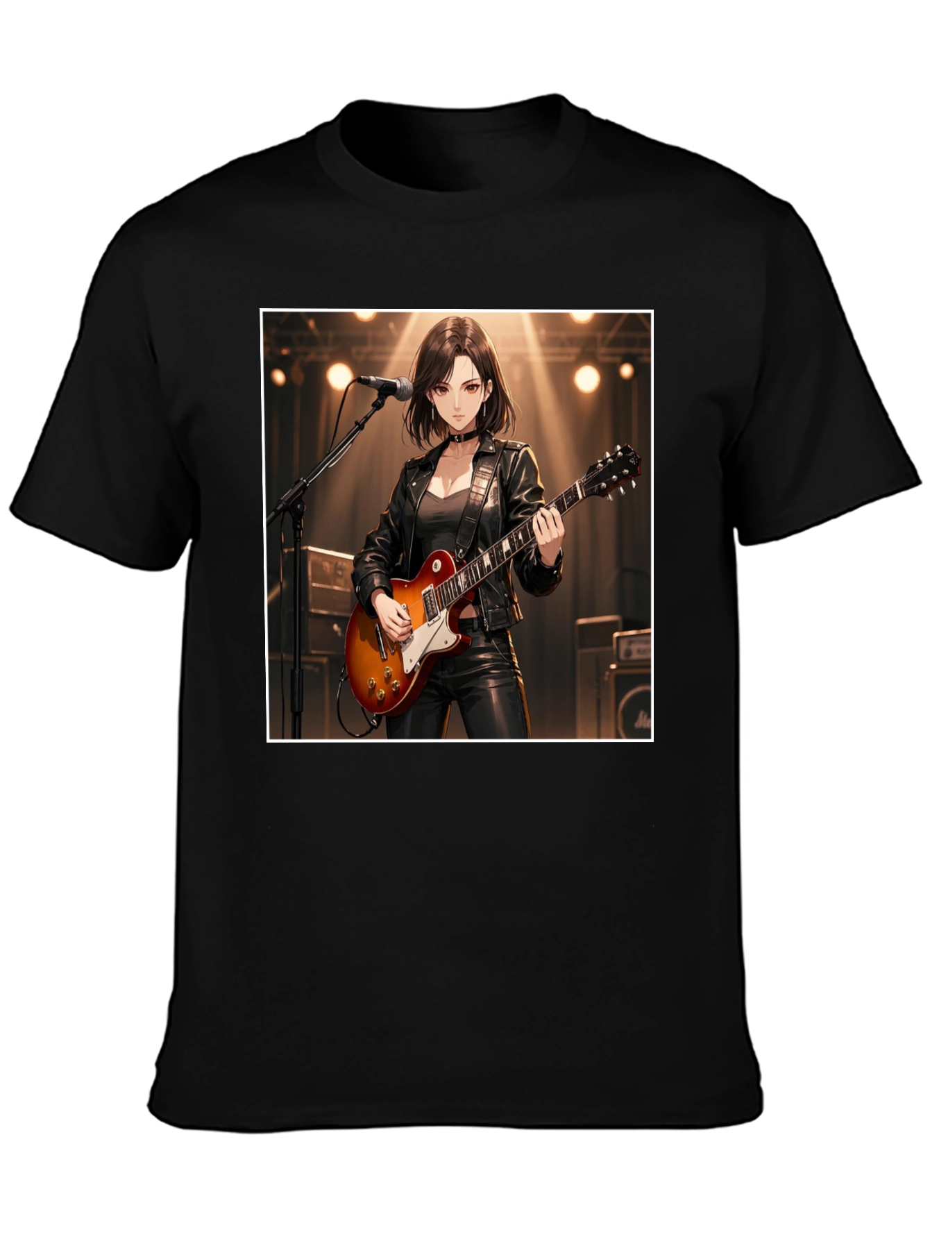 Guitarist Girl Black T-Shirt