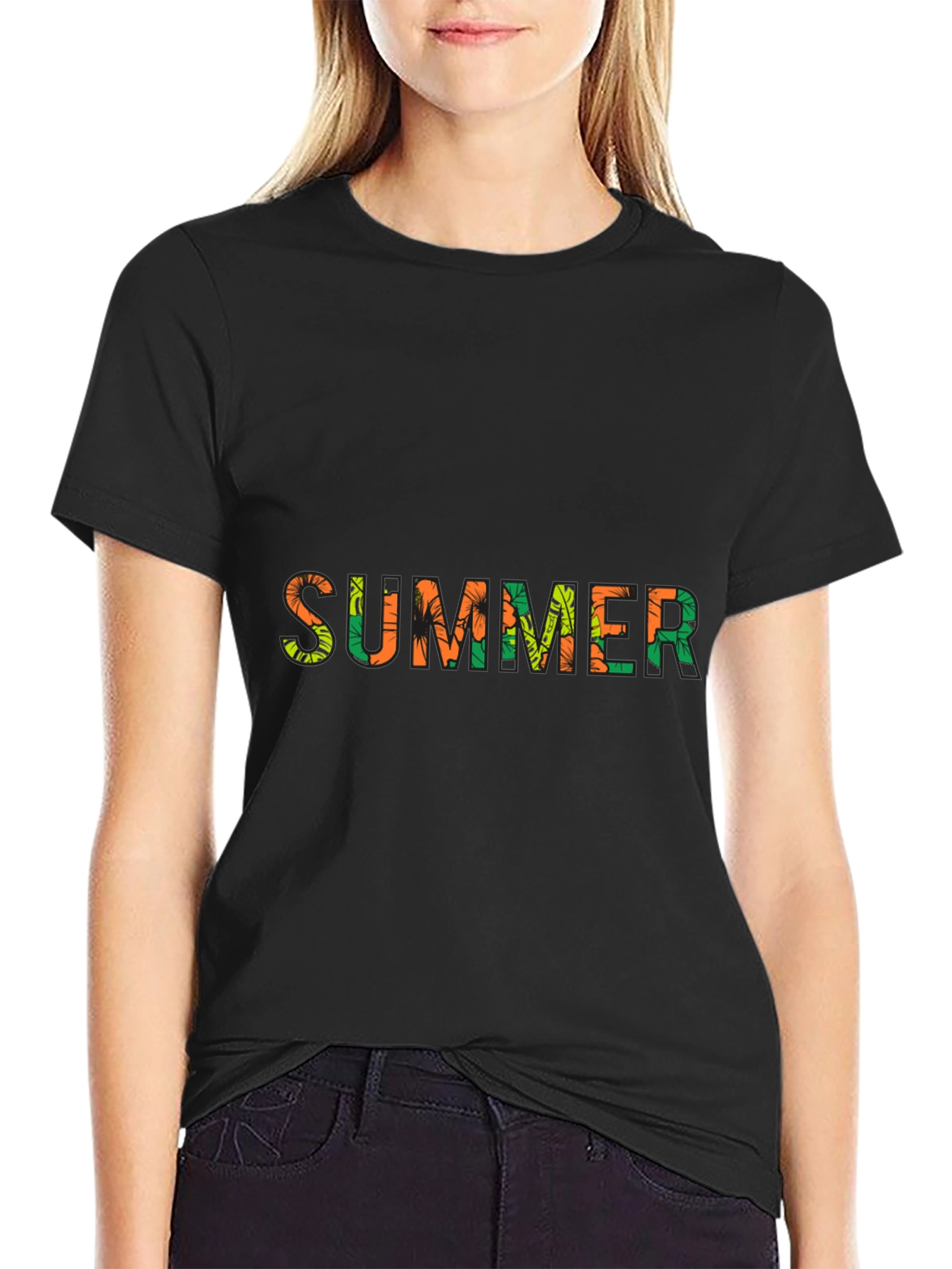 Summer Print Black T-Shirt