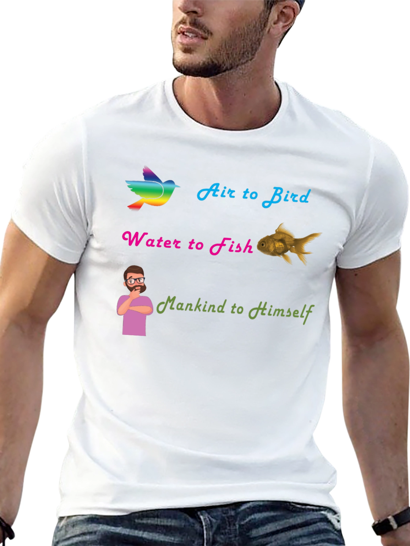 Air Bird Water Fish Mankind T-Shirt