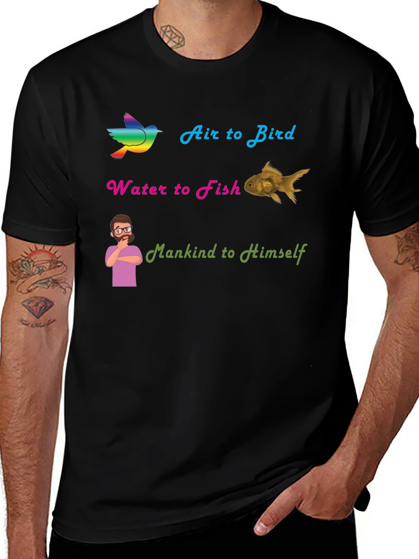 Air Bird Water Fish Mankind T-Shirt