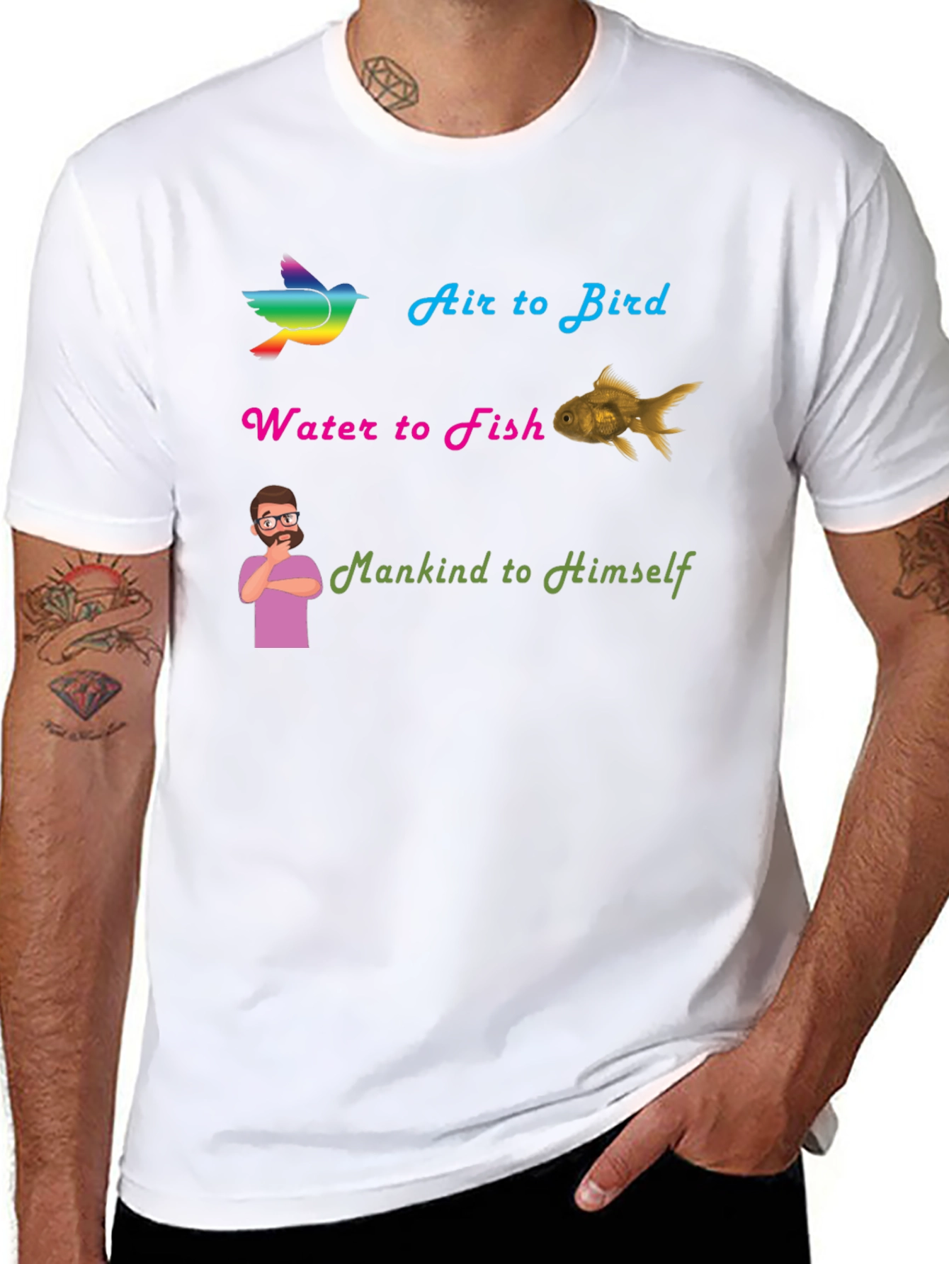 Air Bird Water Fish Mankind T-Shirt