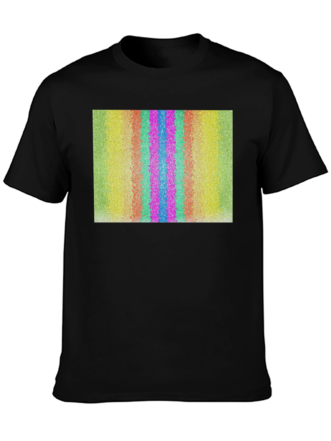 Retro Stripe Pattern Graphic Tee - Black