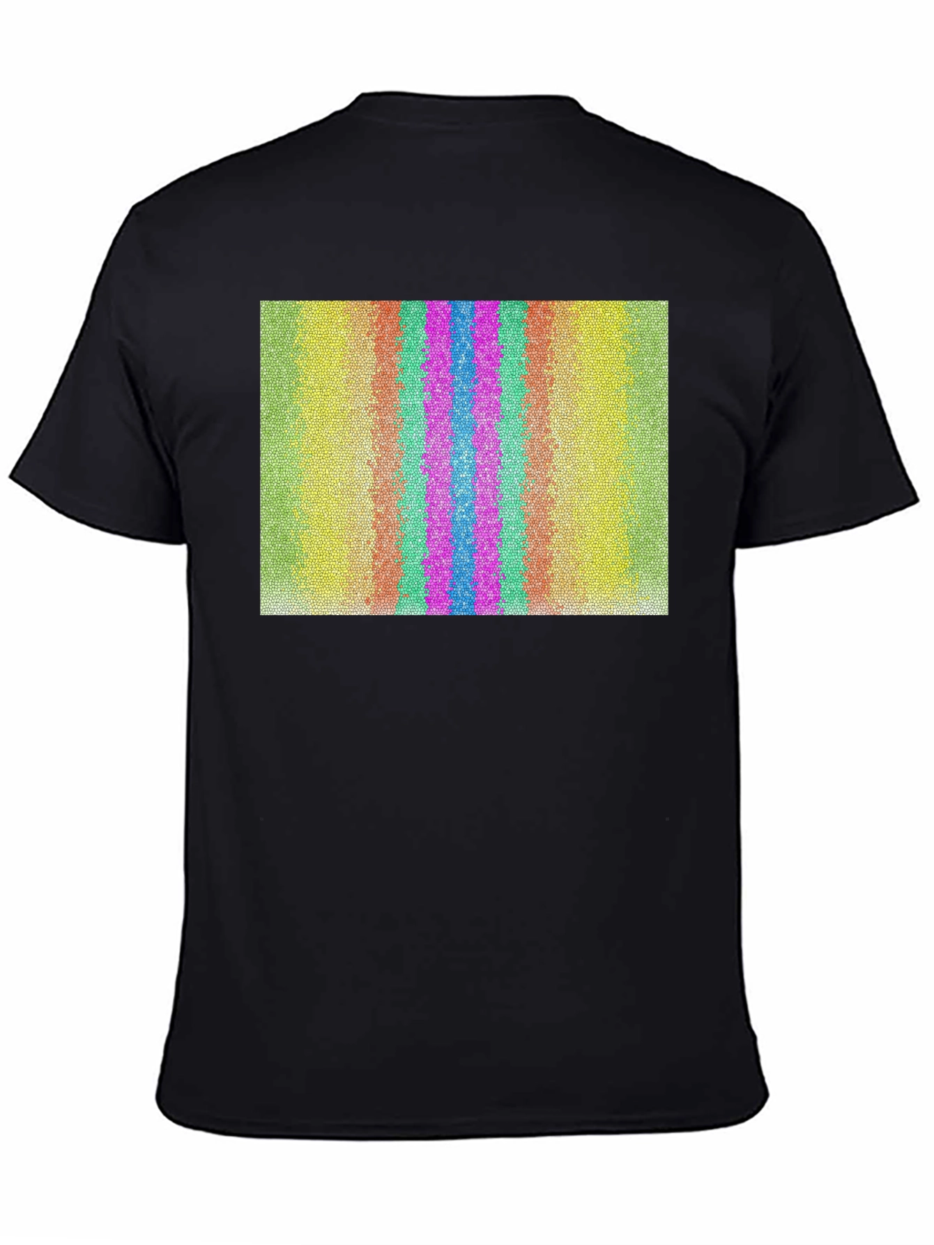 Retro Stripe Pattern Graphic Tee - Black
