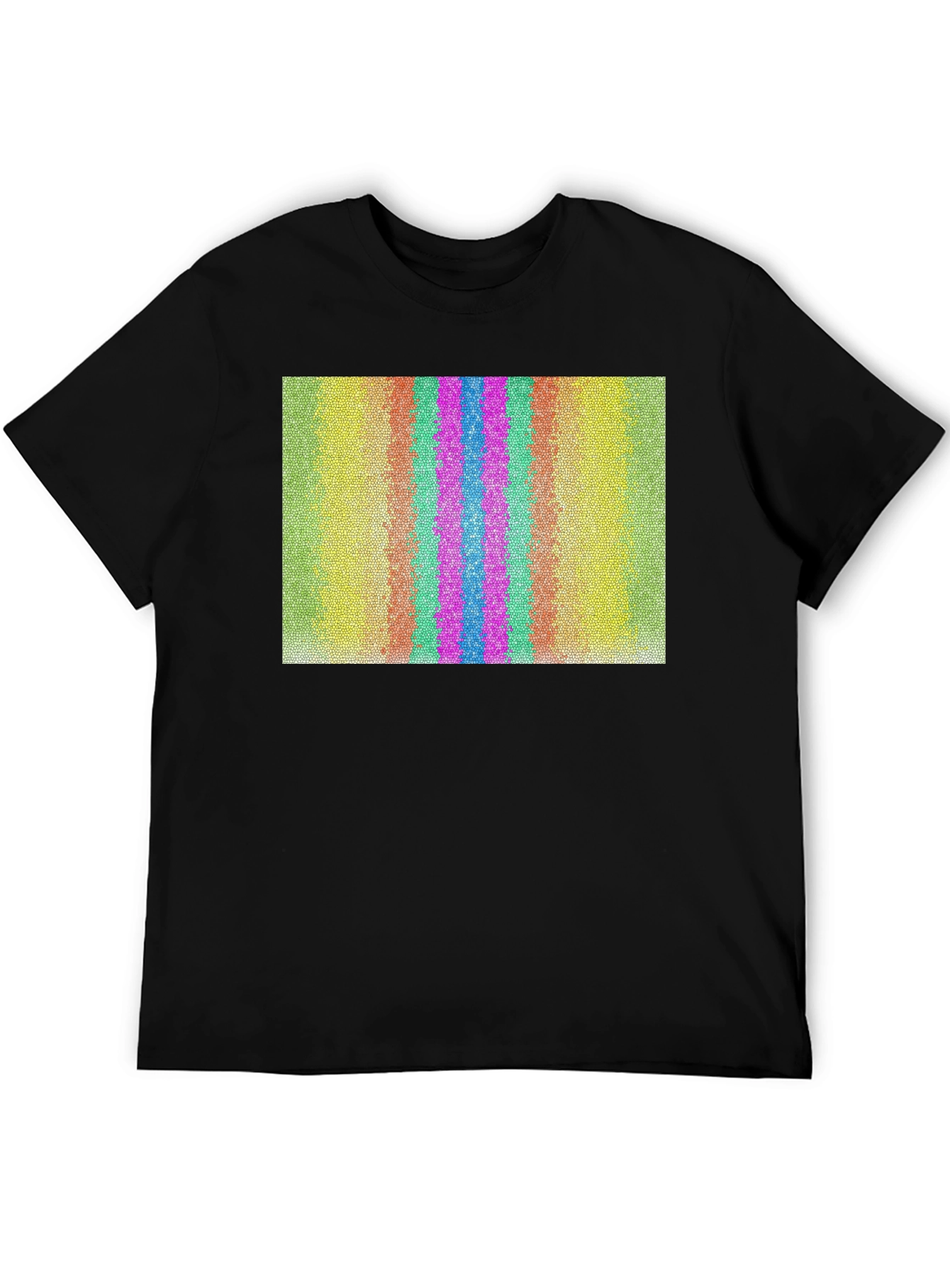 Retro Stripe Pattern Graphic Tee - Black