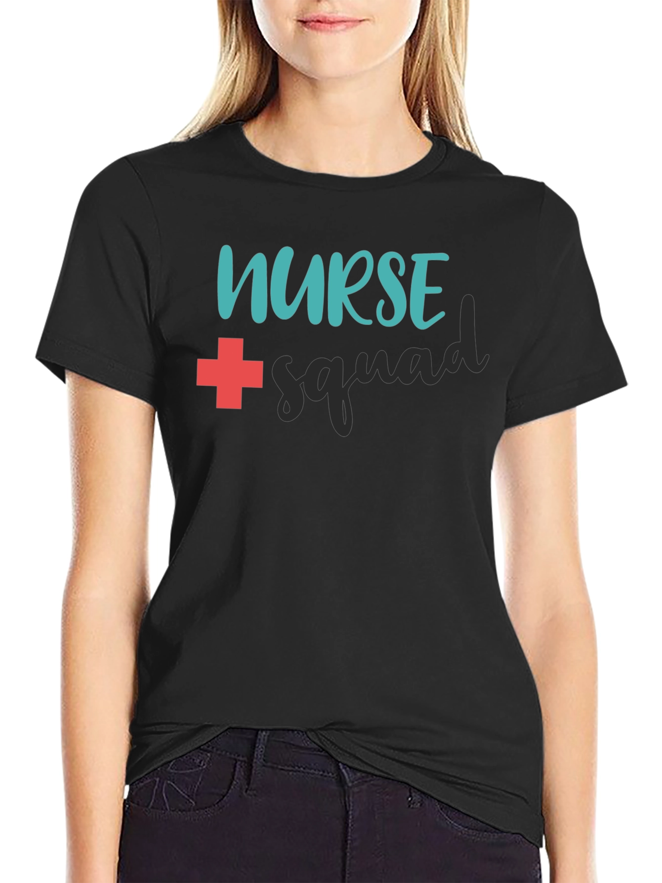 Nurse Squad Graphic T-Shirt - Black Crew Neck Tee