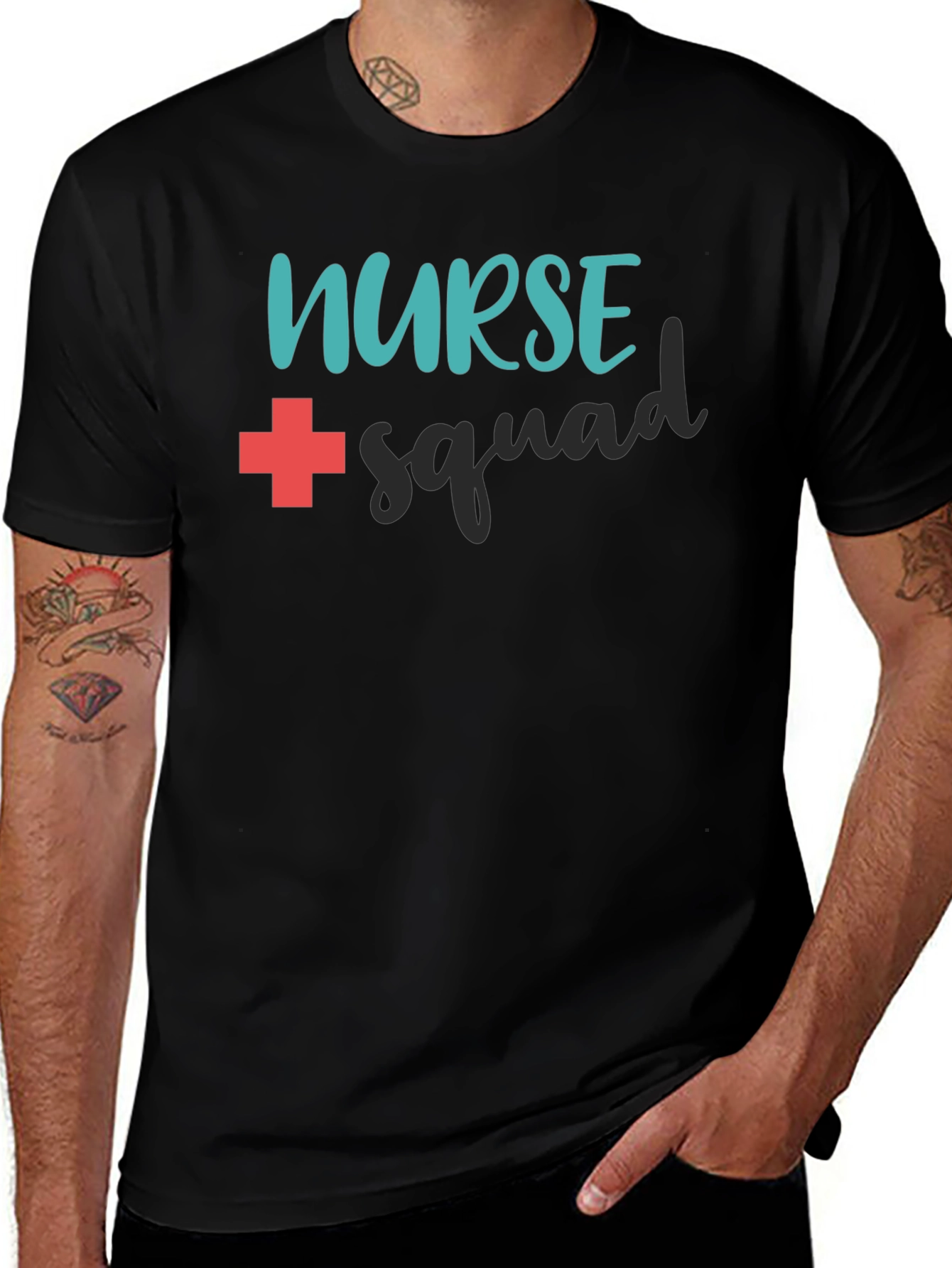 Nurse Squad Graphic T-Shirt - Black Crew Neck Tee