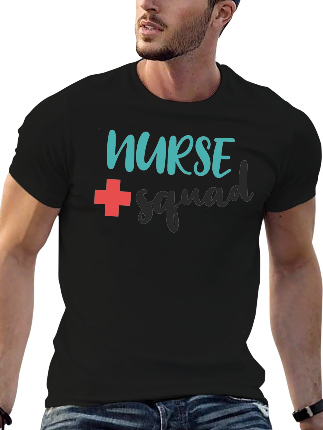 Nurse Squad Graphic T-Shirt - Black Crew Neck Tee