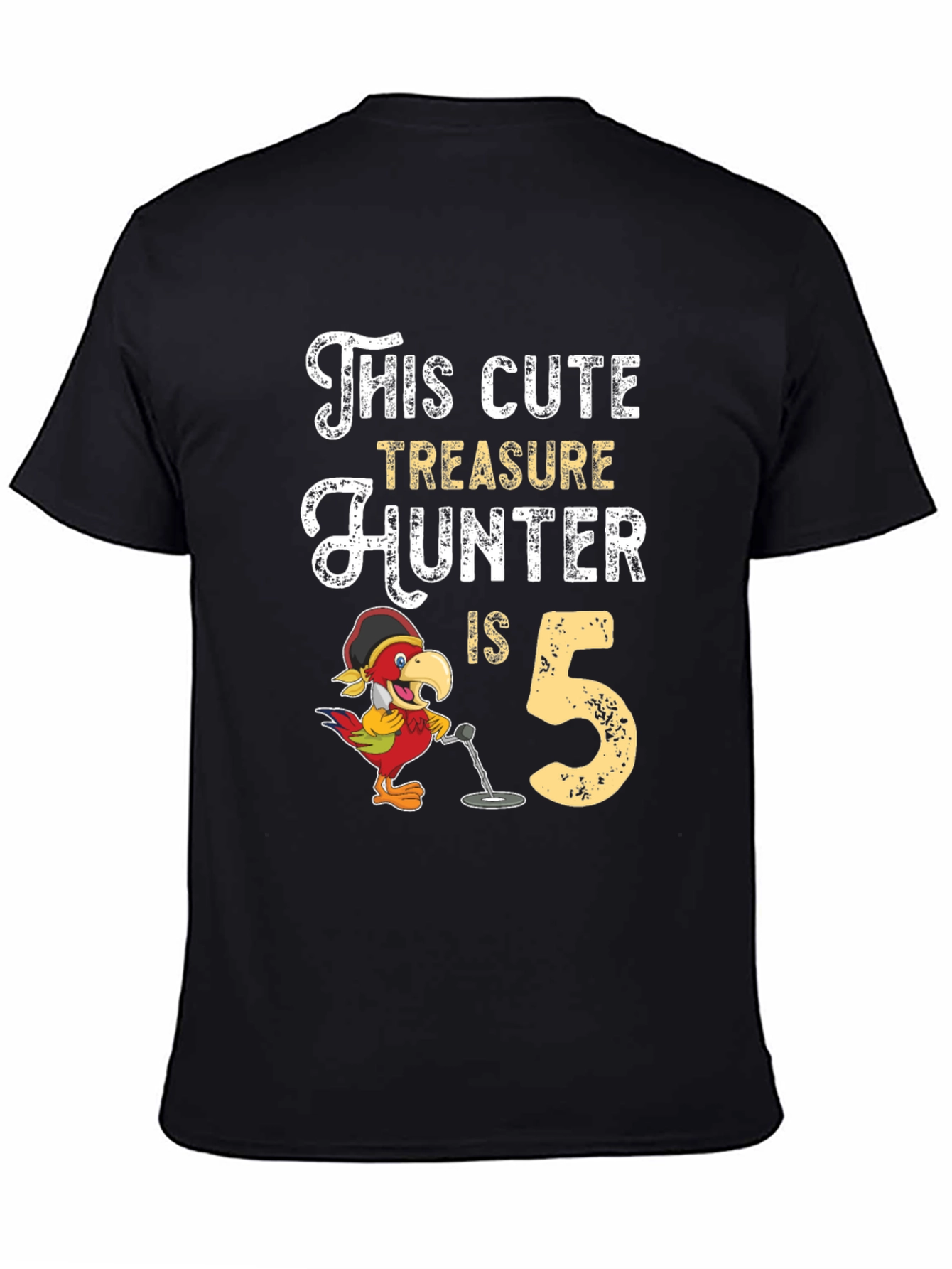 Cute Treasure Hunter 5th Birthday Black T-Shirt