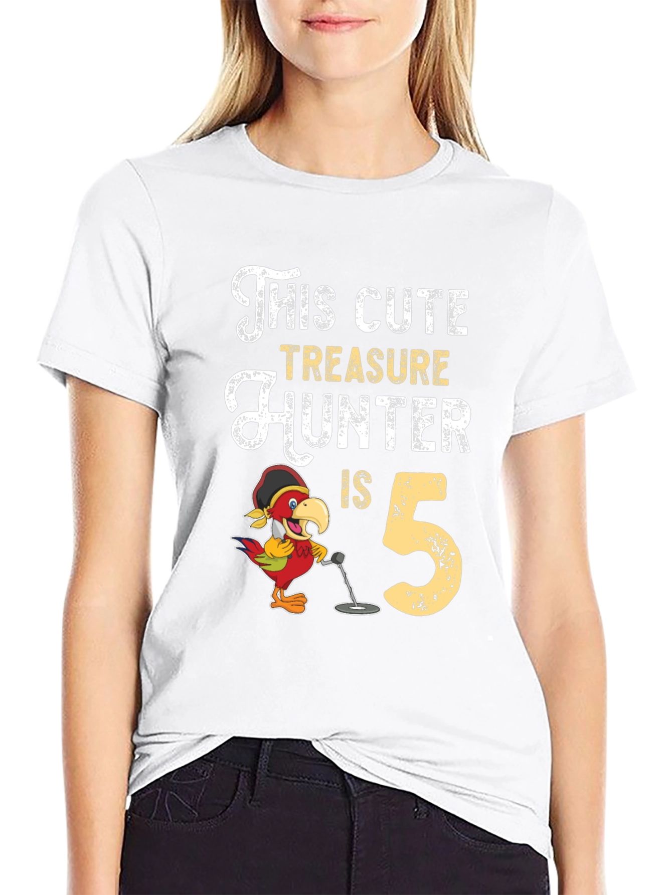 Cute Treasure Hunter 5th Birthday Black T-Shirt