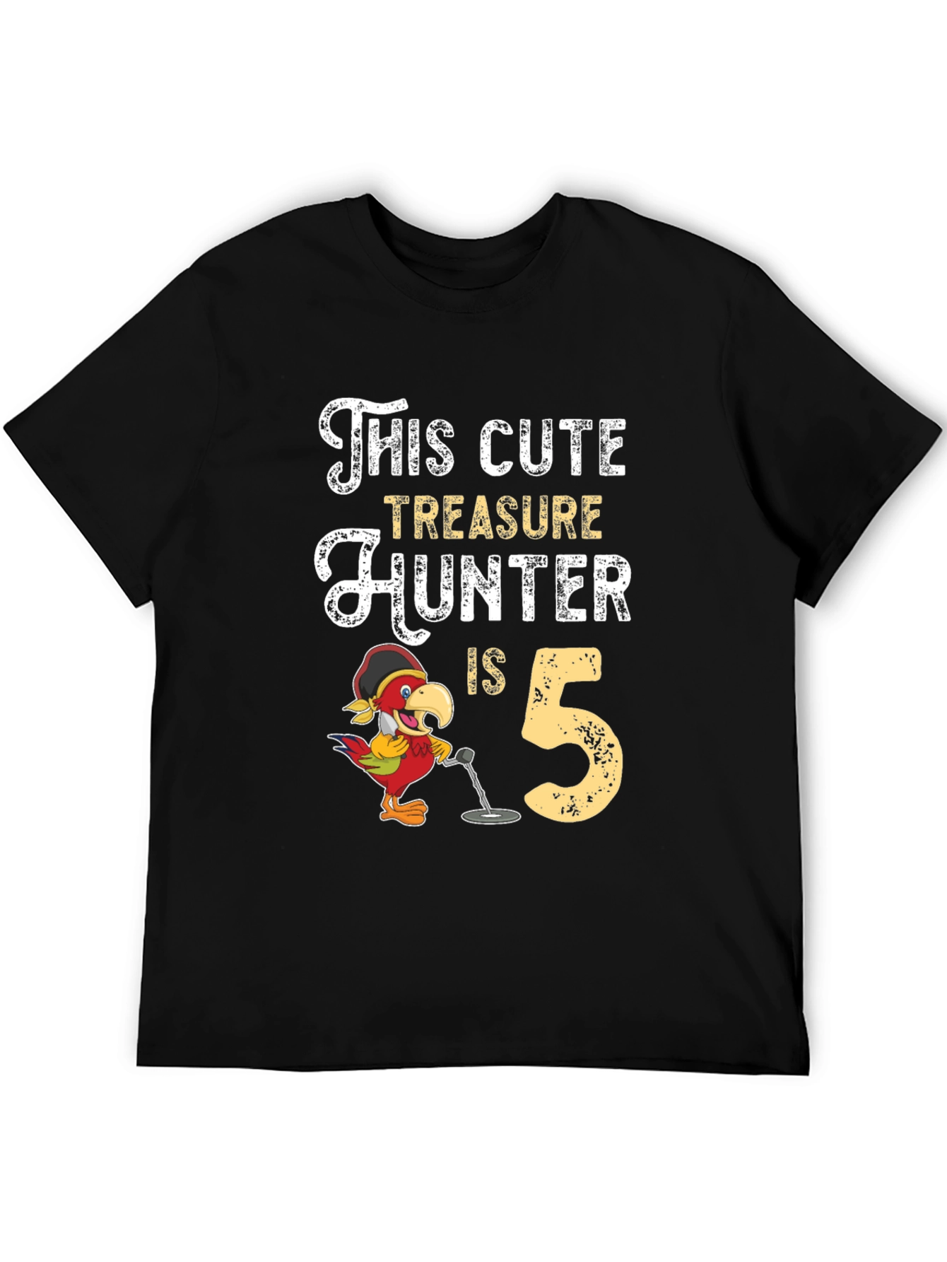 Cute Treasure Hunter 5th Birthday Black T-Shirt