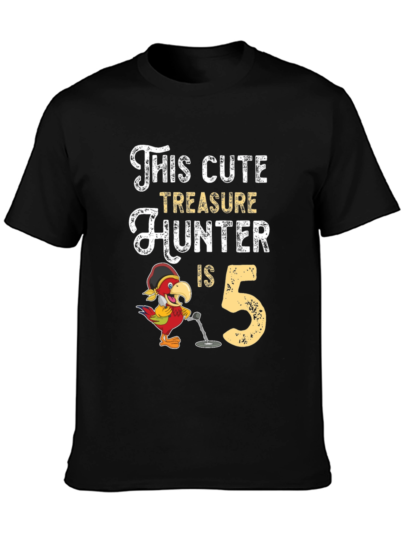Cute Treasure Hunter 5th Birthday Black T-Shirt
