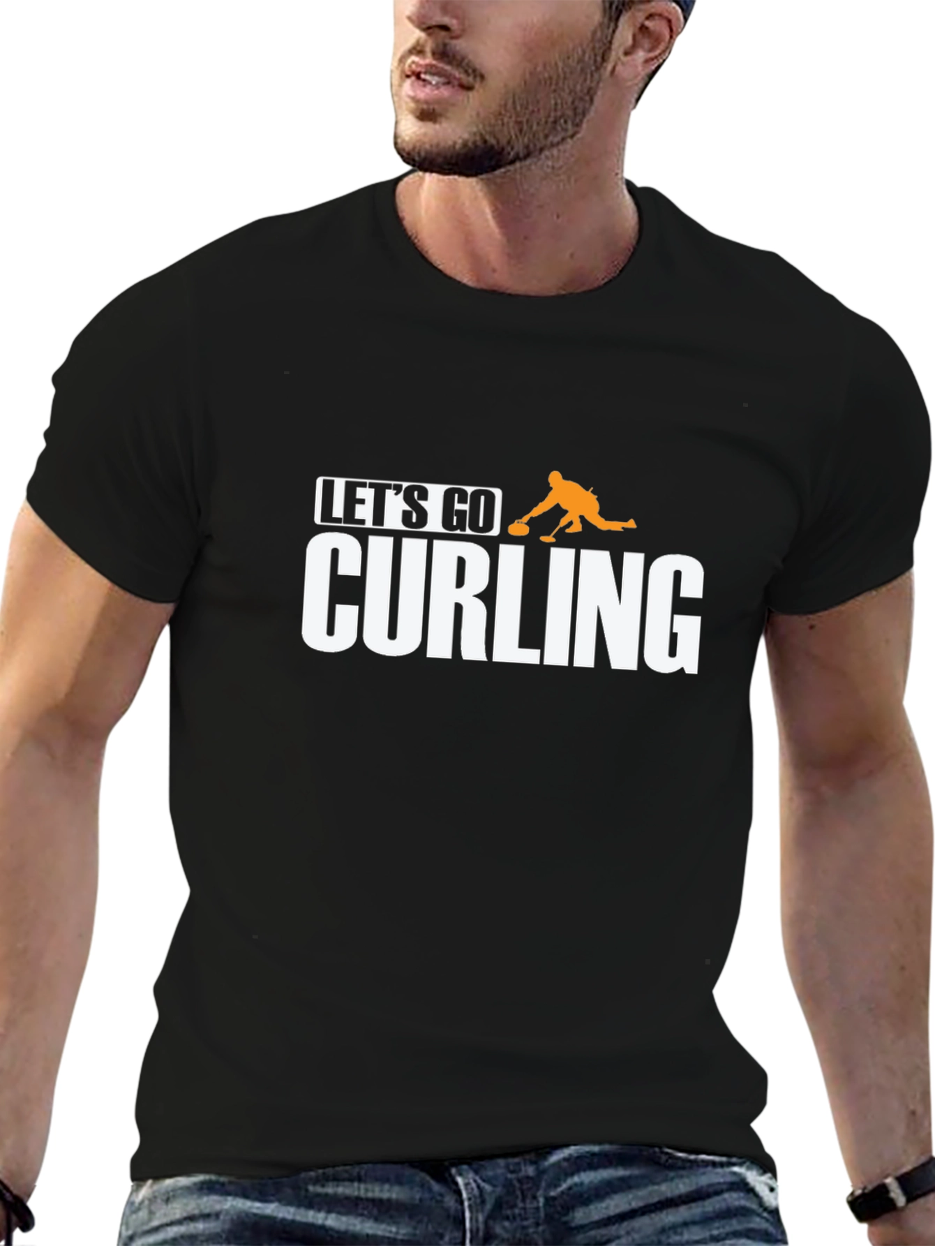 Lets Go Curling T-Shirt - Black Tee