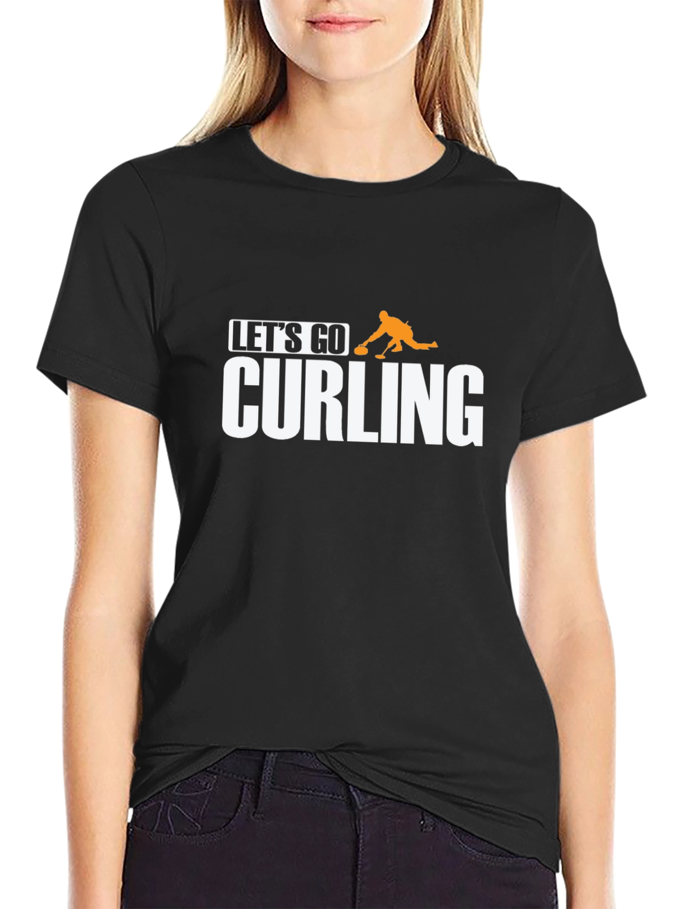 Lets Go Curling T-Shirt - Black Tee