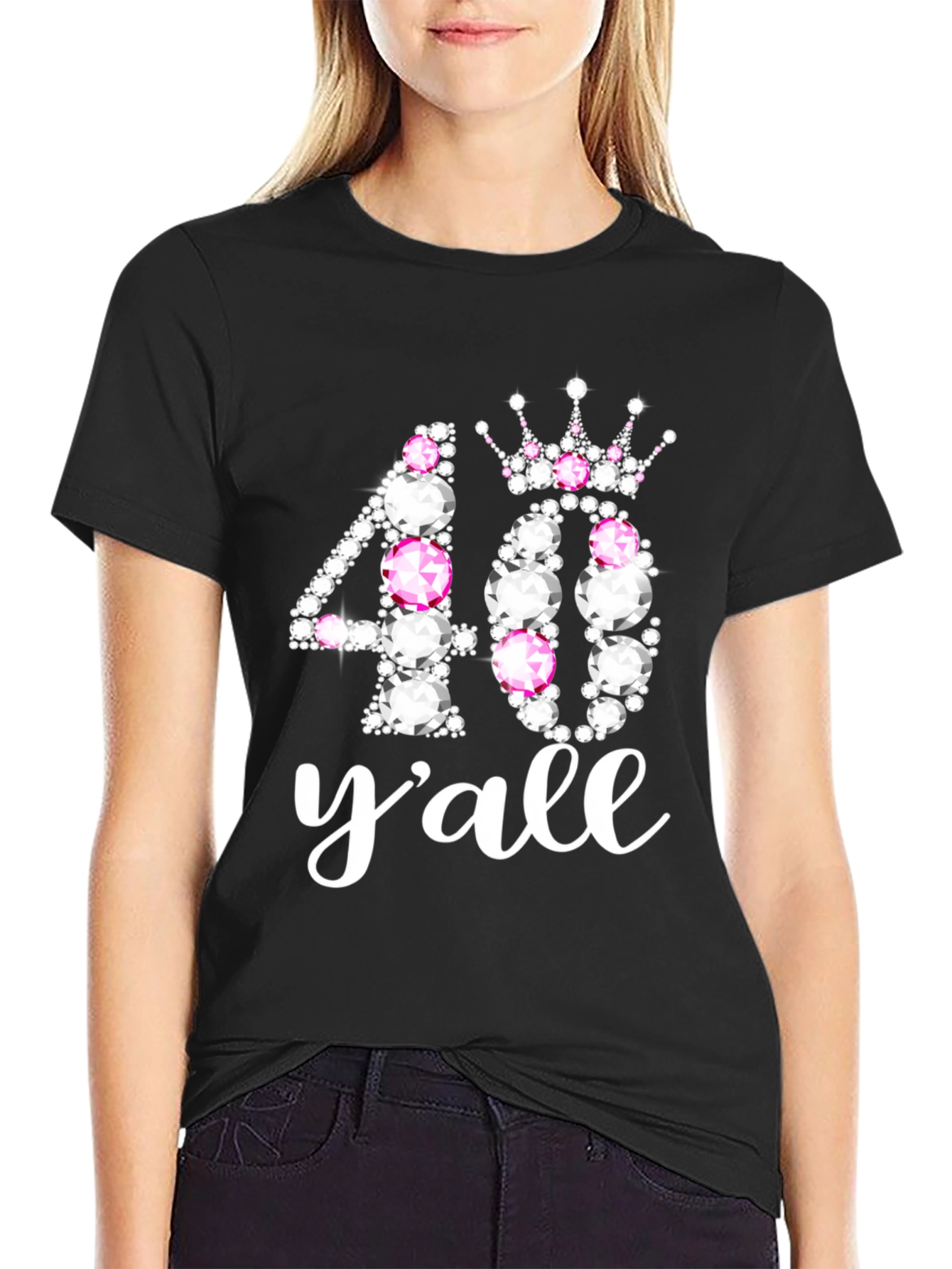 40 Yall Rhinestone Birthday T-Shirt