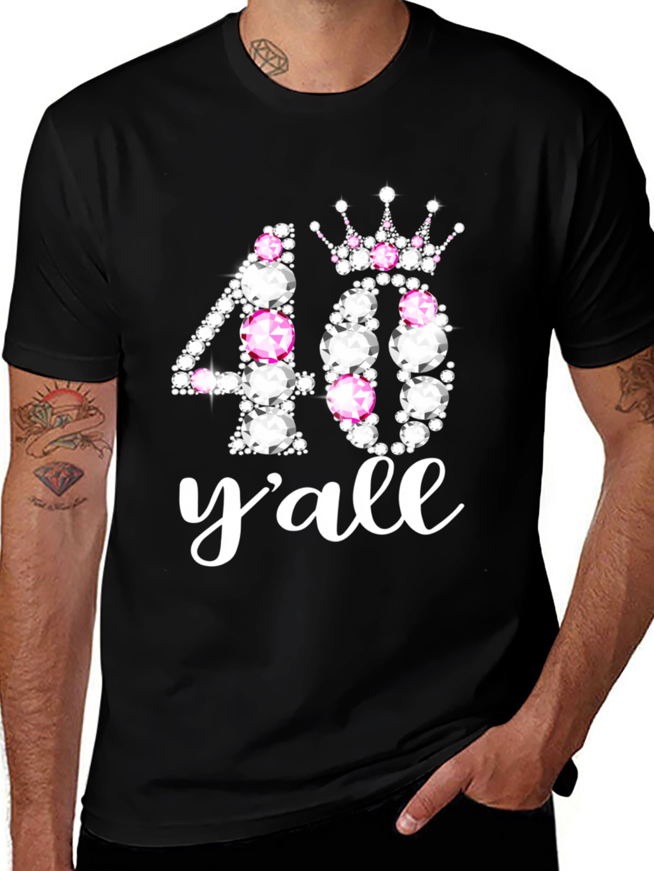 40 Yall Rhinestone Birthday T-Shirt
