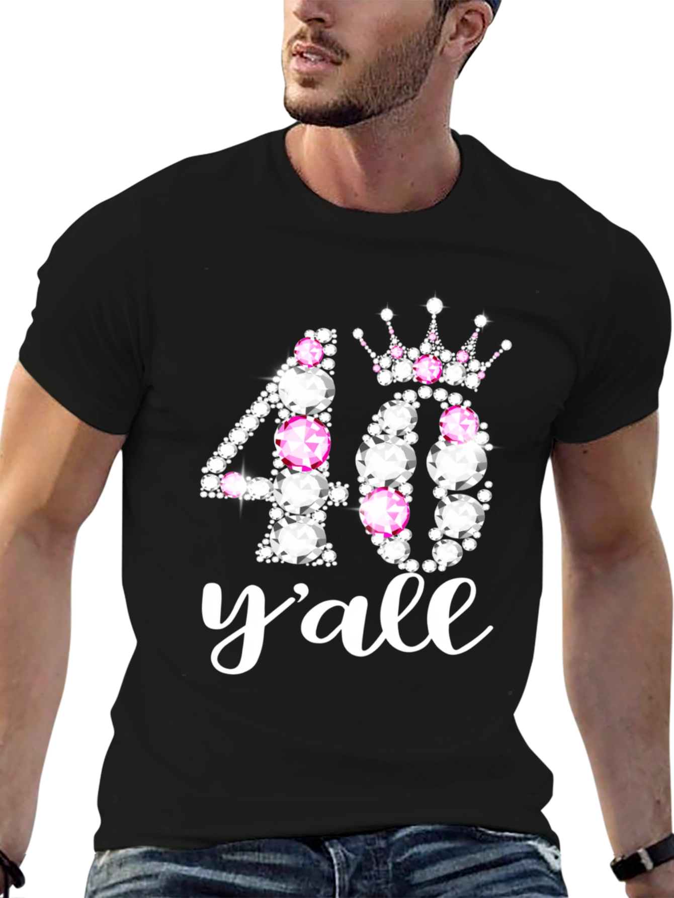 40 Yall Rhinestone Birthday T-Shirt