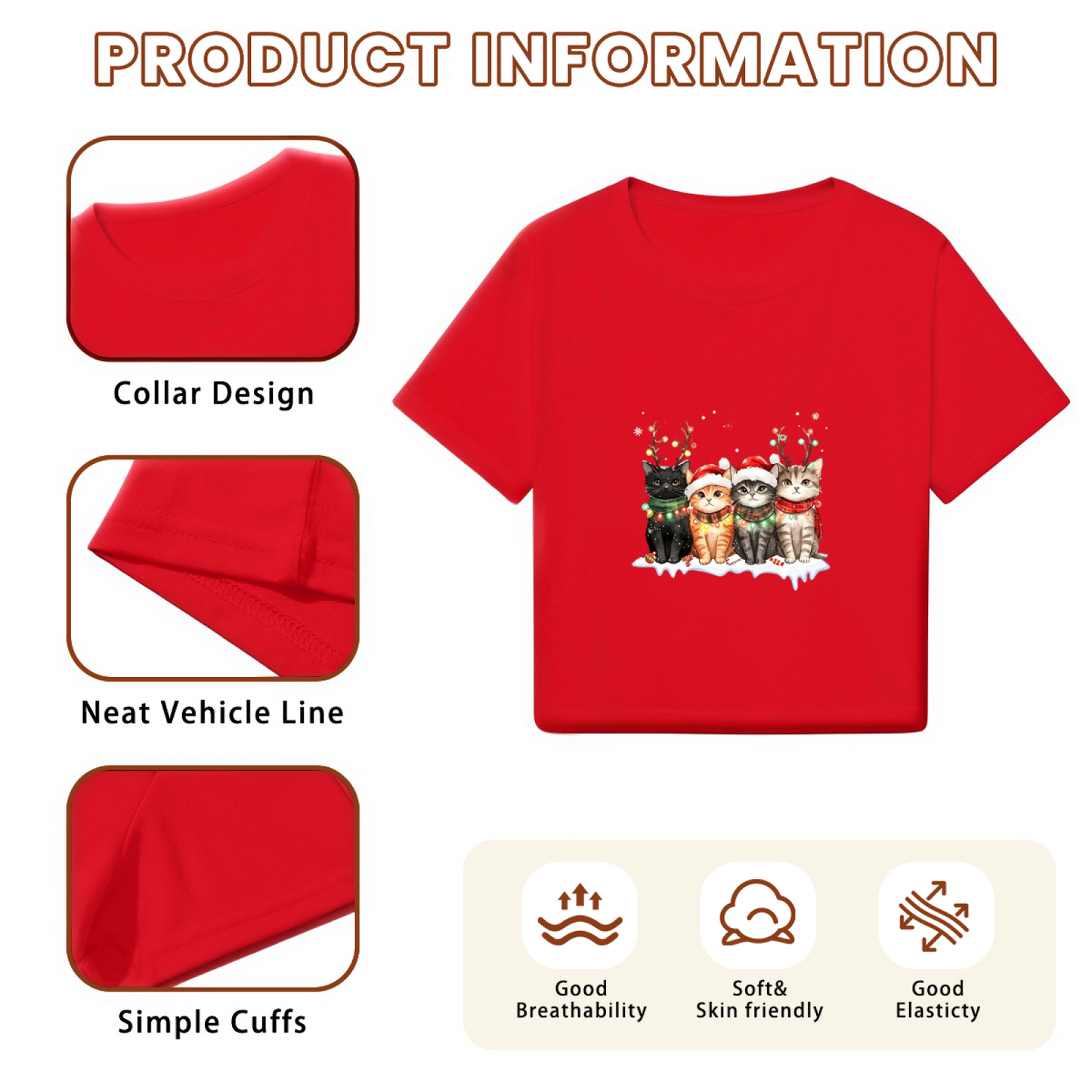 Adorable Xmas Kittens Cute Cat Christmas Graphic Crop Top