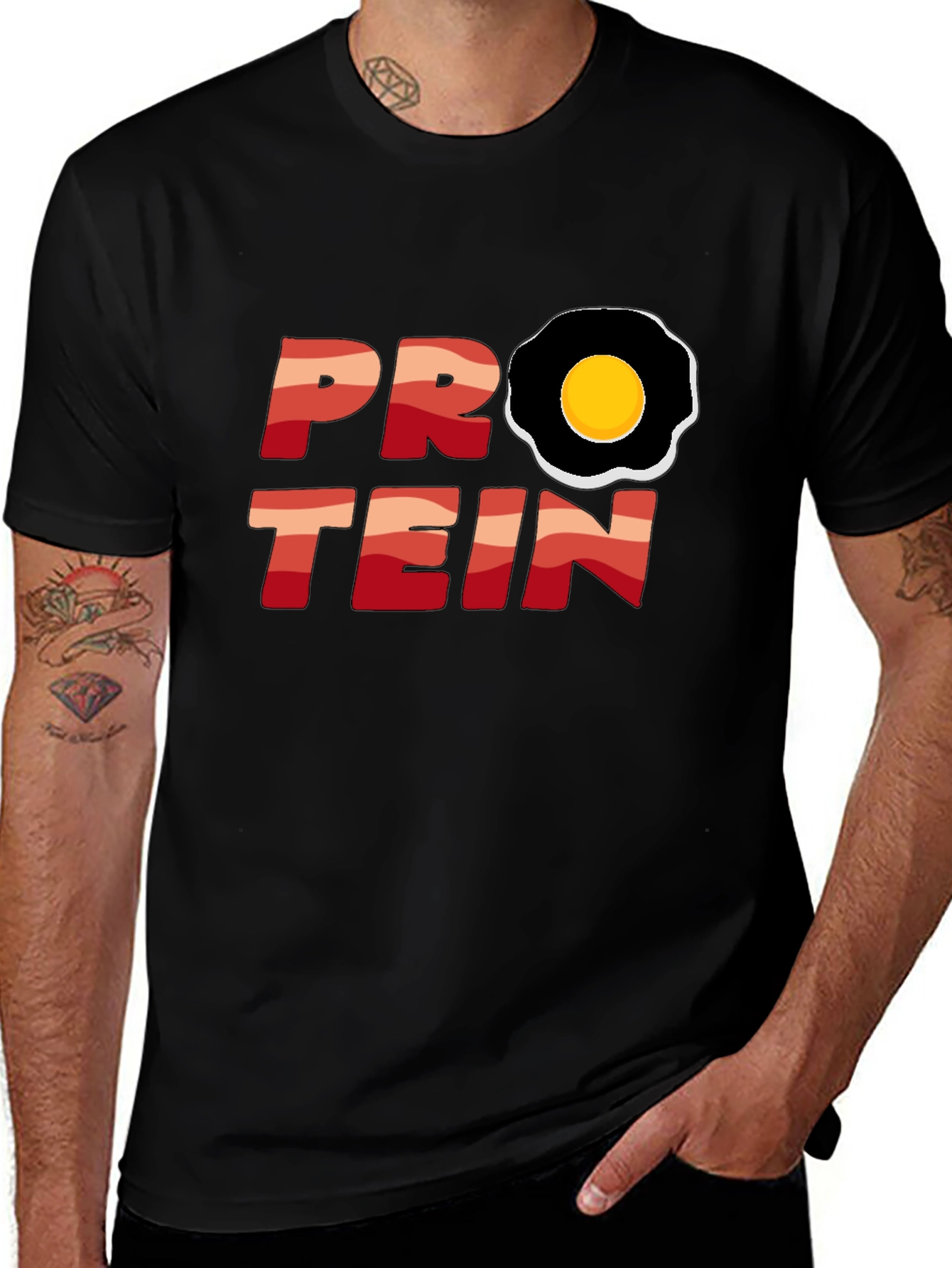 Protein T-Shirt - Egg Design Black