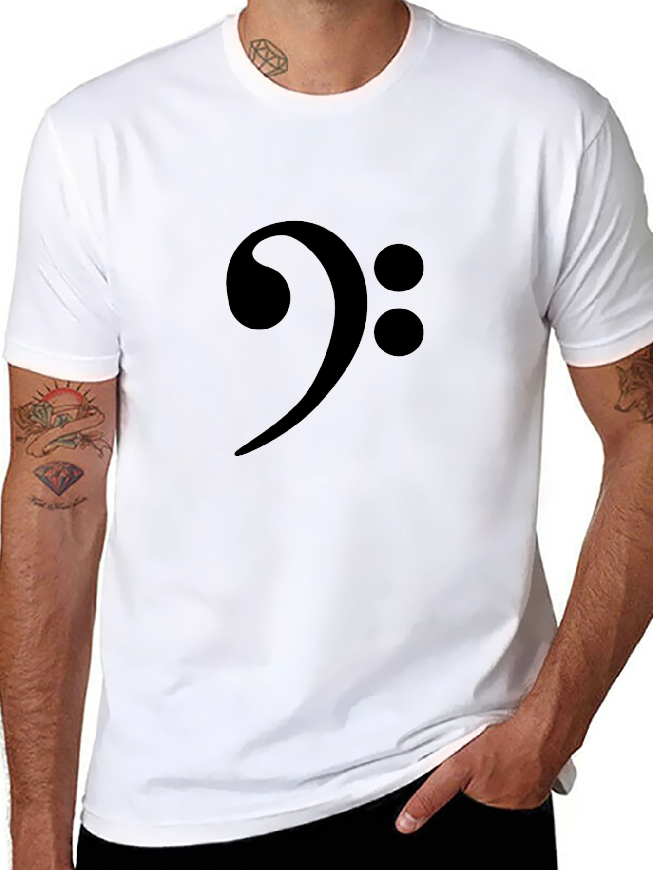 Bass Clef Black T-Shirt Music Note Tee