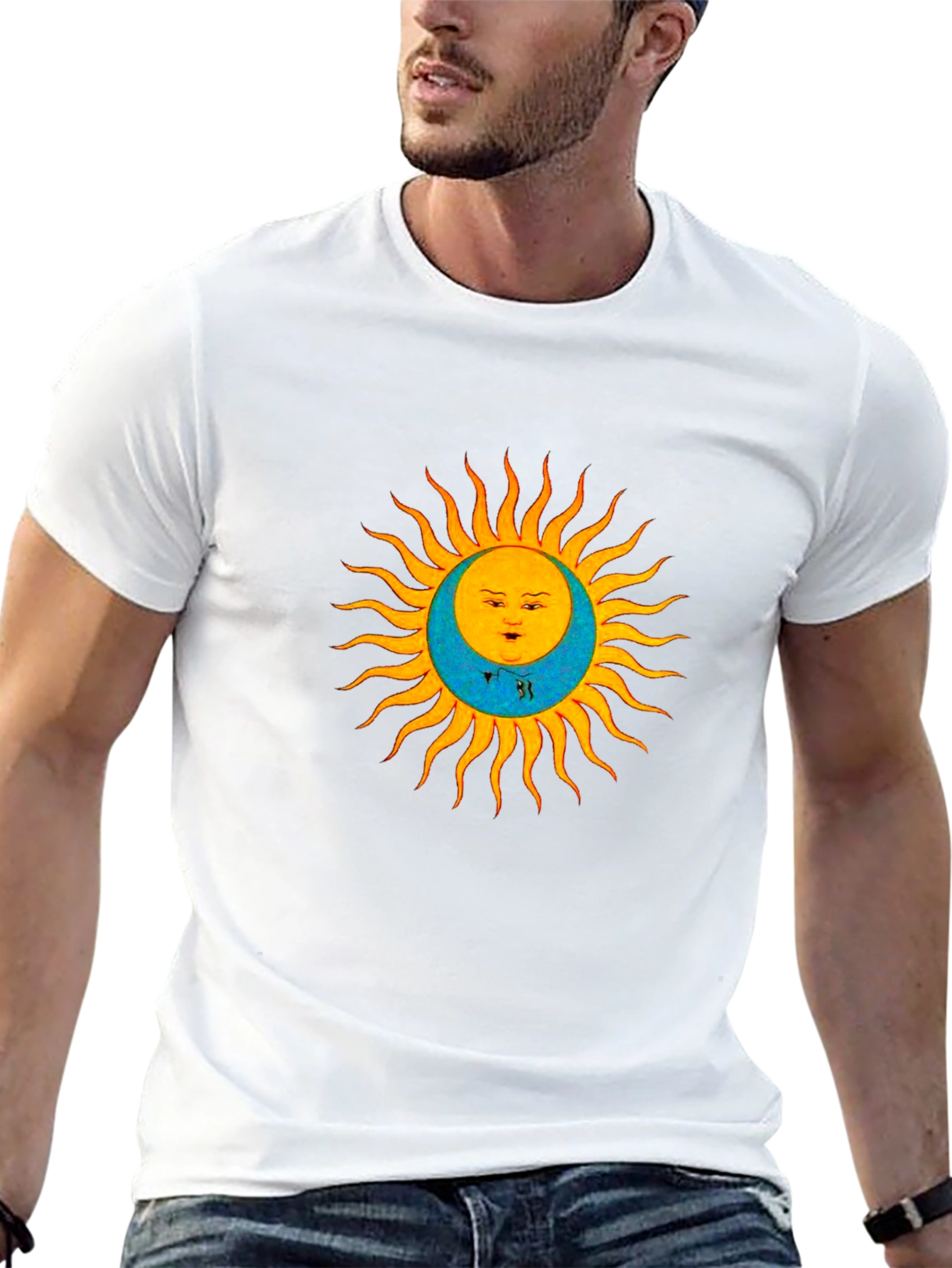 Celestial Sun & Moon Graphic Tee - Black
