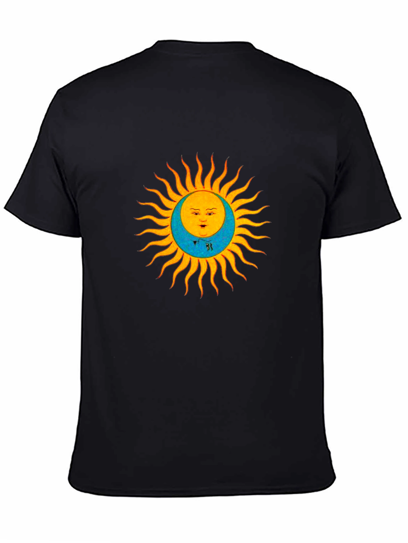 Celestial Sun & Moon Graphic Tee - Black
