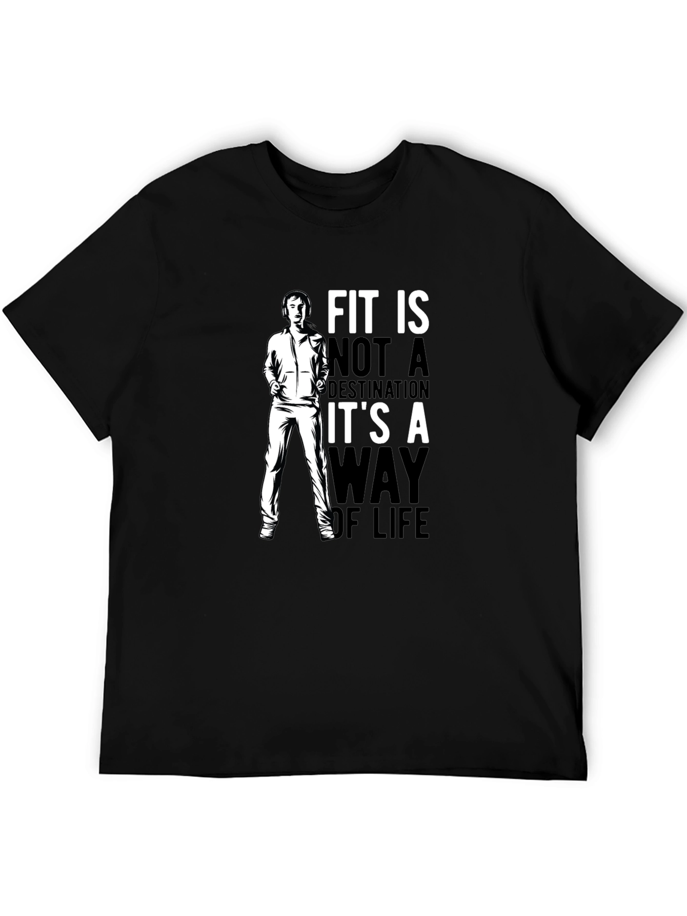 Fit is a Way of Life Black Graphic T-Shirt