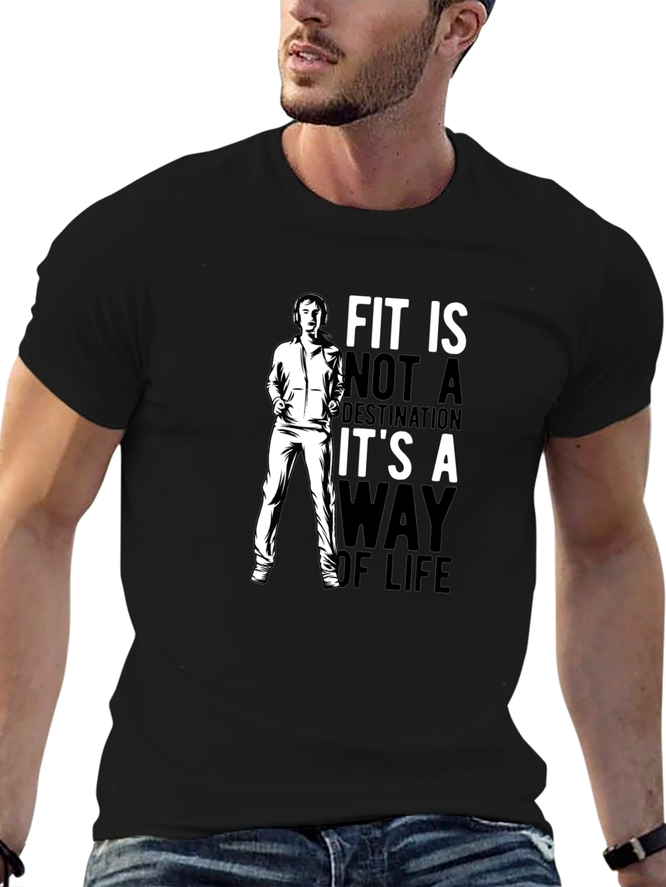 Fit is a Way of Life Black Graphic T-Shirt
