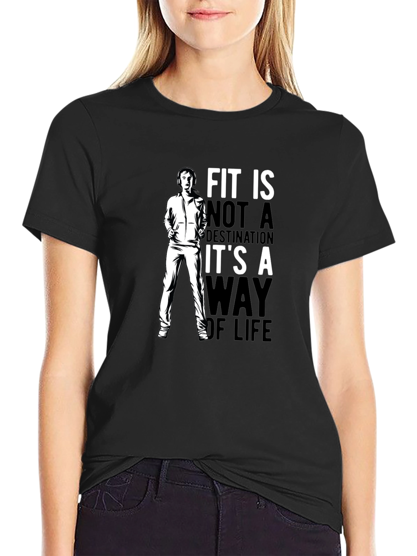 Fit is a Way of Life Black Graphic T-Shirt