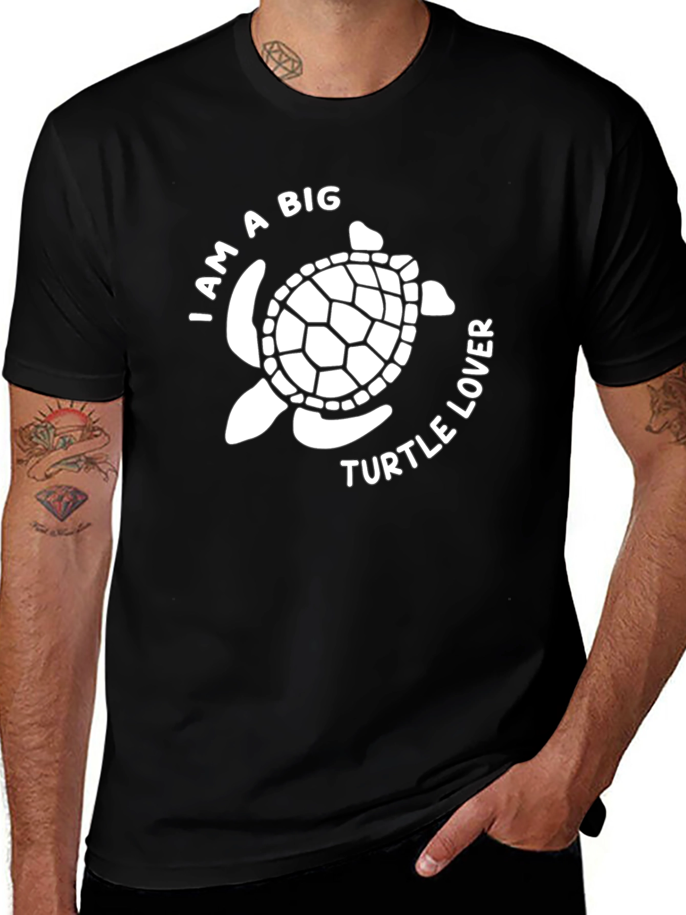 Turtle Lover Graphic Tee - Black Cotton Casual Shirt