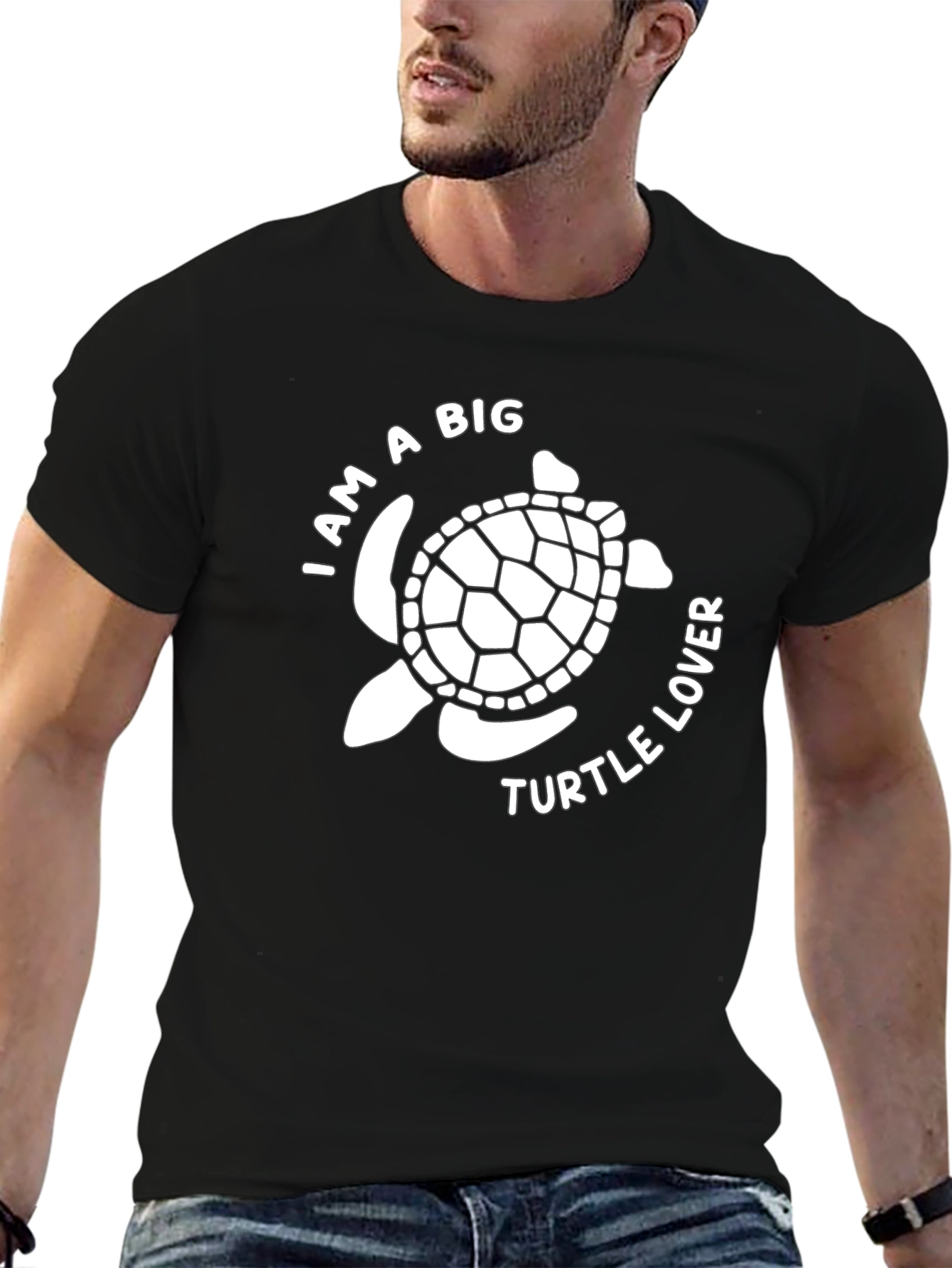 Turtle Lover Graphic Tee - Black Cotton Casual Shirt