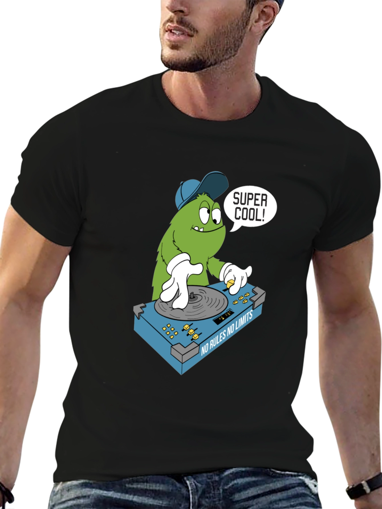 Super Cool Monster DJ T-Shirt - Black