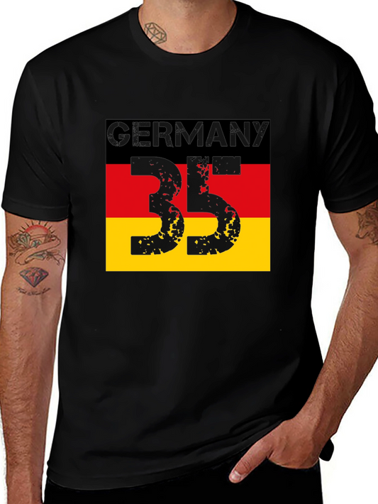 Germany Flag Graphic Tee - Distressed Number 35 Black T-Shirt