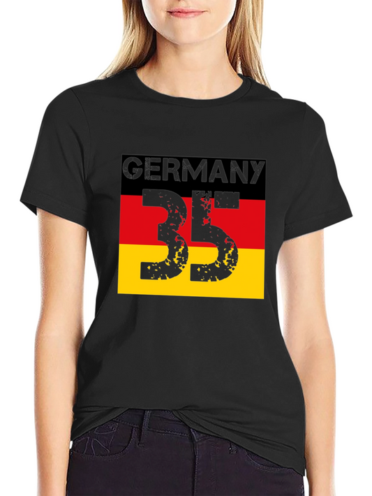 Germany Flag Graphic Tee - Distressed Number 35 Black T-Shirt