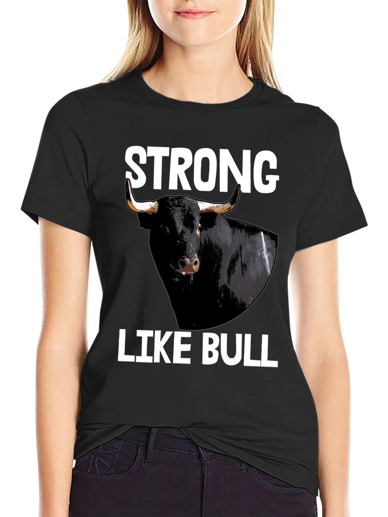 Strong Like Bull Graphic Tee - Black