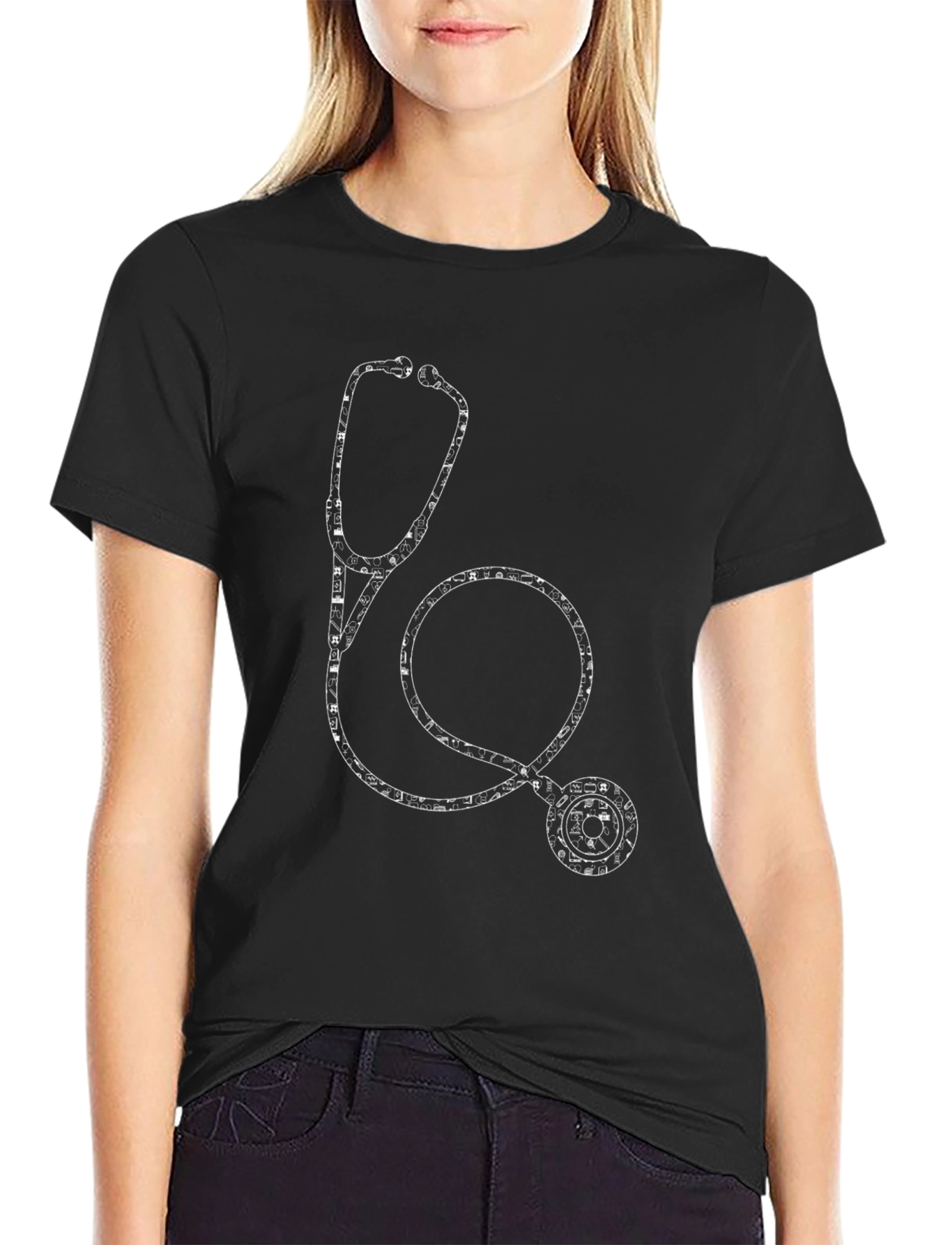 Medical Stethoscope Graphic Tee - Black