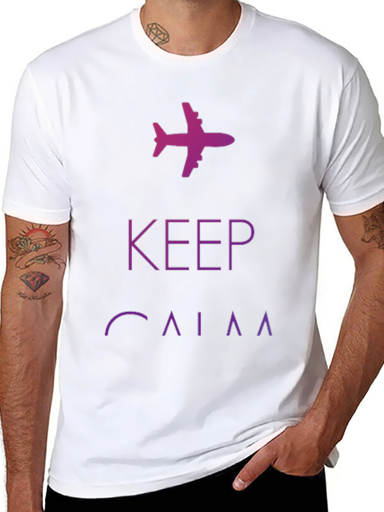 Keep Calm Airplane Graphic Tee - Black