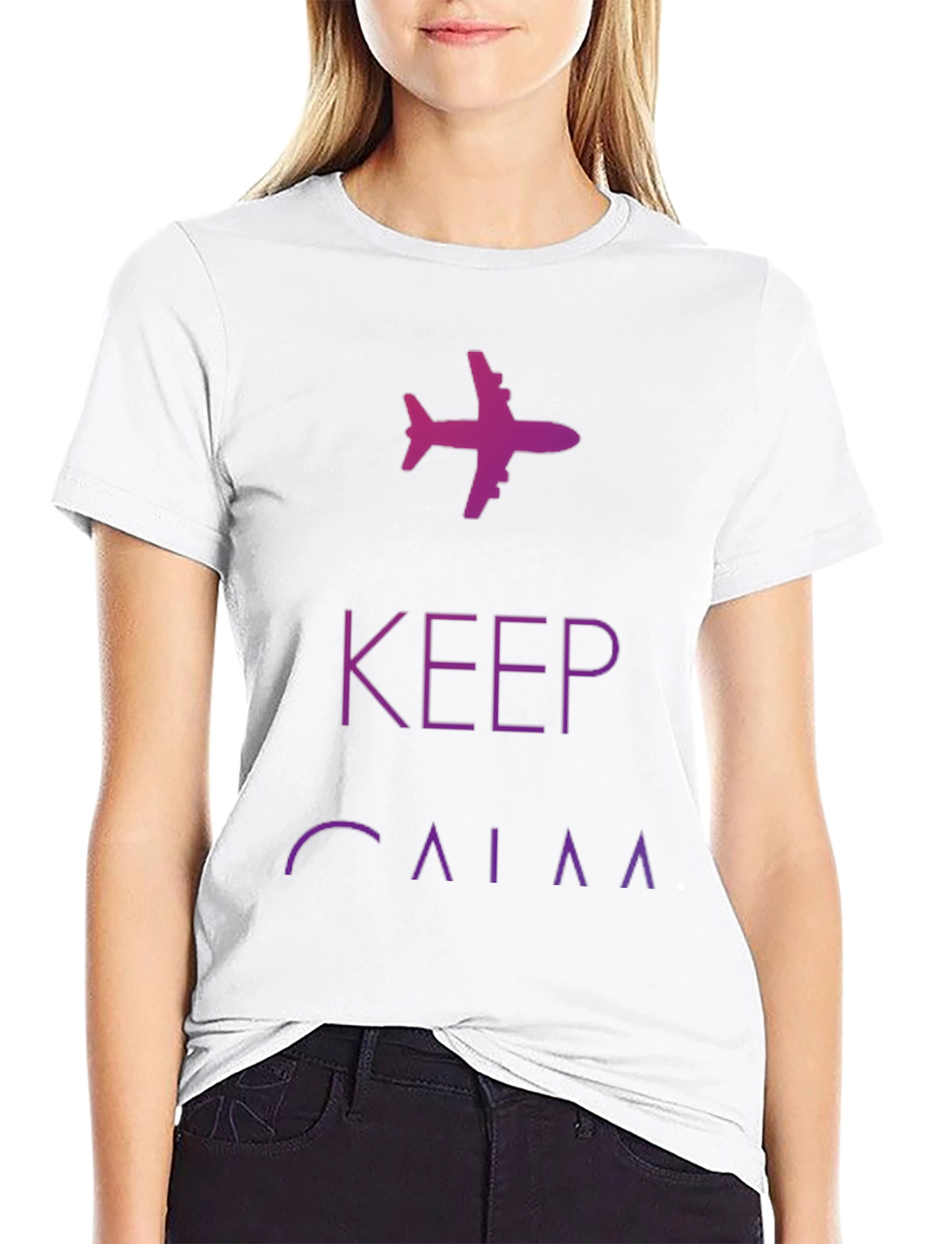 Keep Calm Airplane Graphic Tee - Black