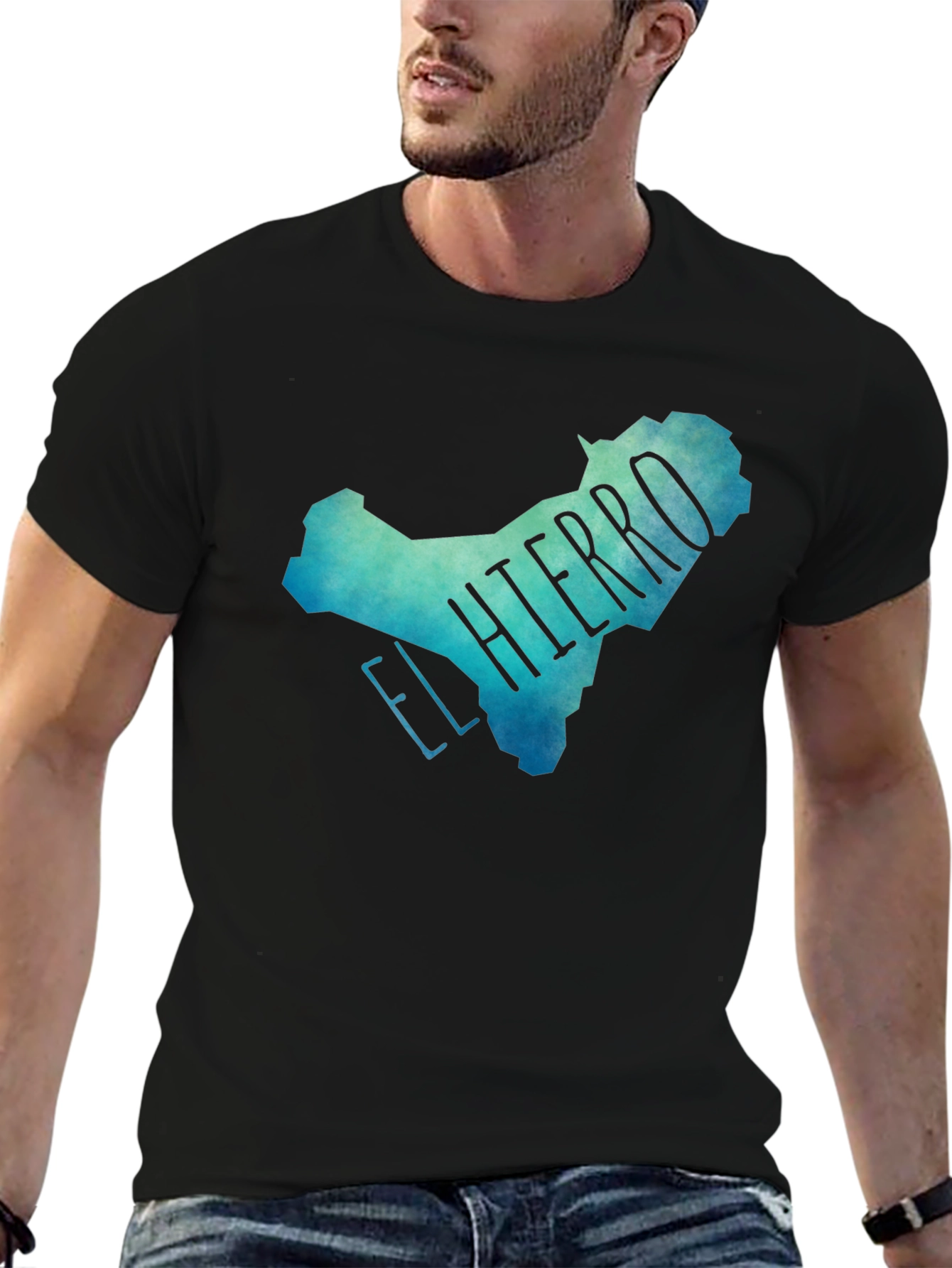 El Hierro Island Graphic Tee - Black Cotton T-Shirt