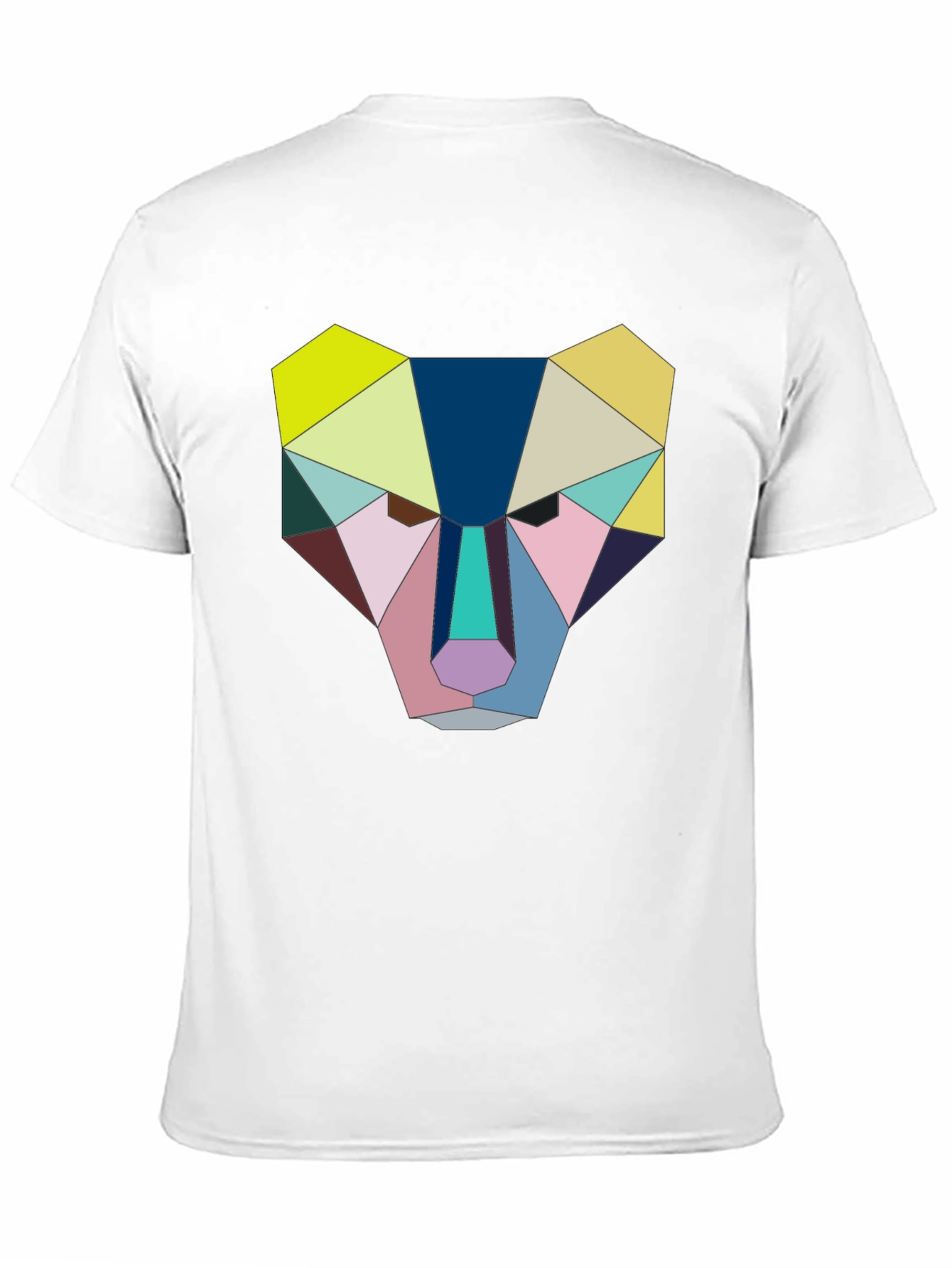 Geometric Animal Face Graphic Tee - Black