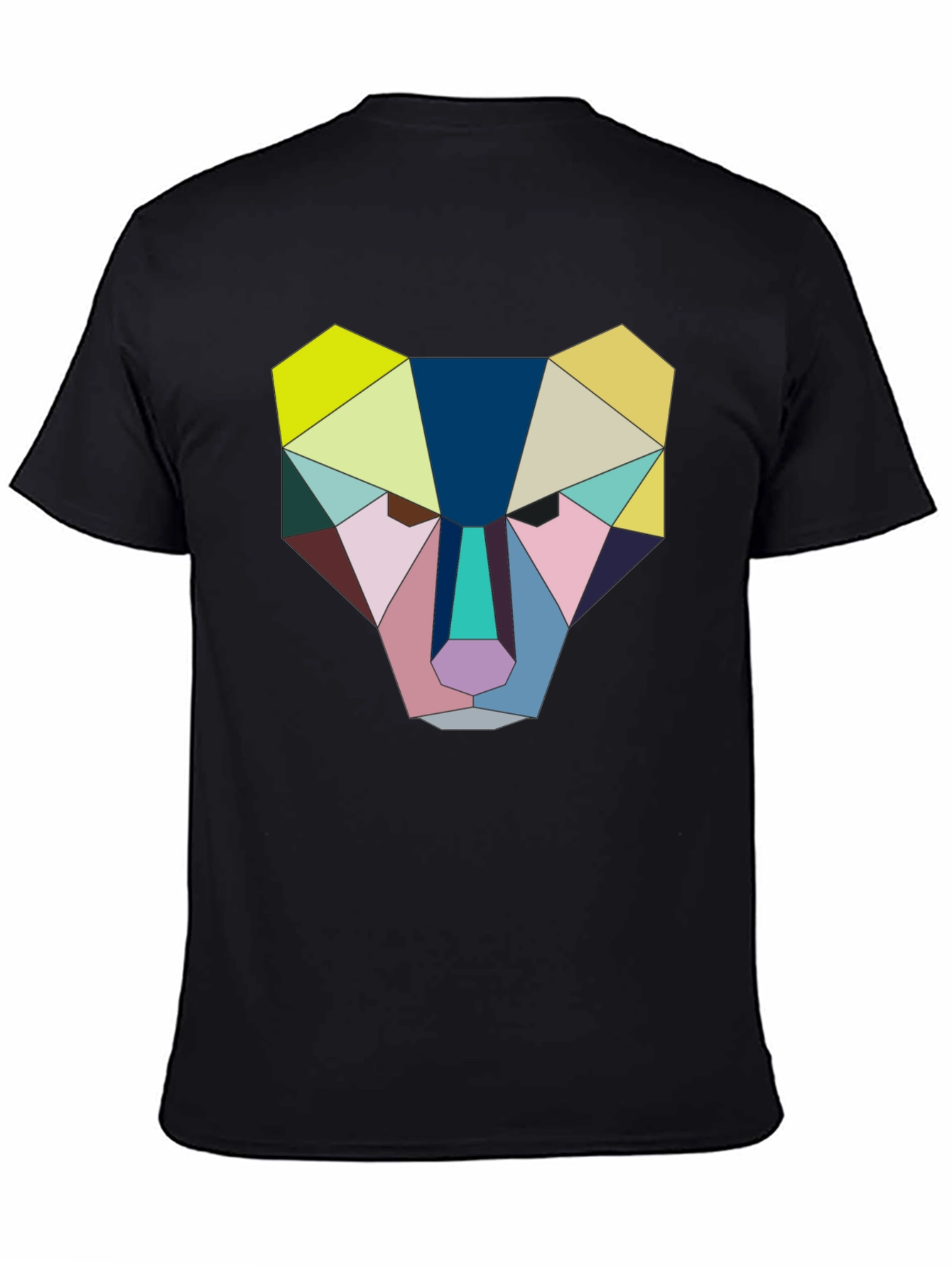 Geometric Animal Face Graphic Tee - Black