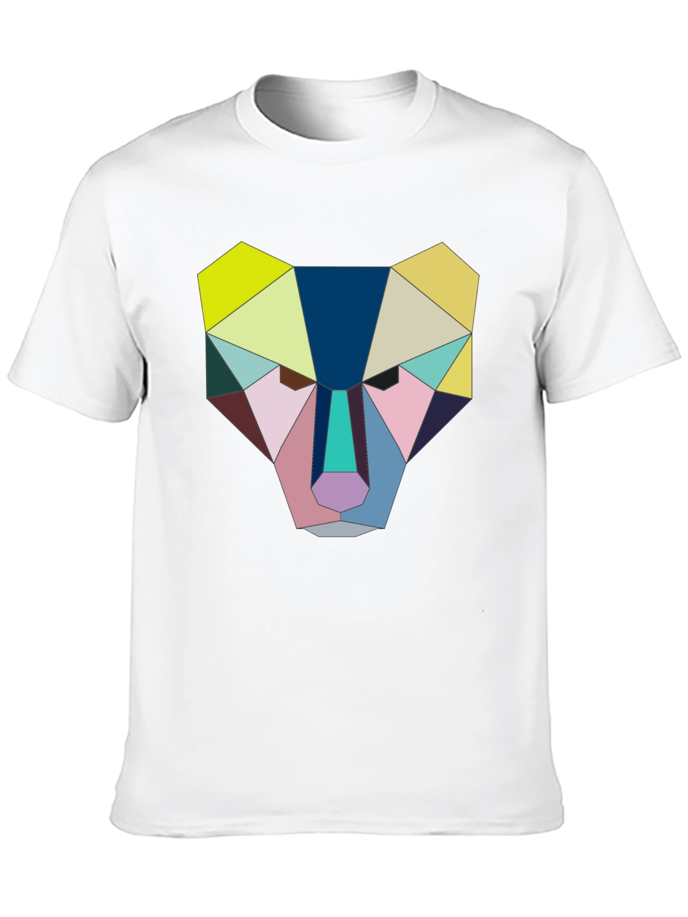 Geometric Animal Face Graphic Tee - Black