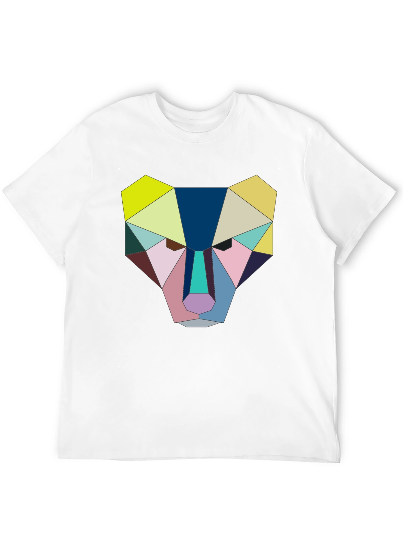 Geometric Animal Face Graphic Tee - Black