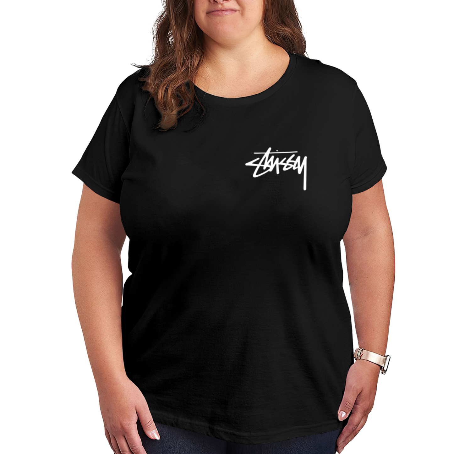 Simple Li Letter Minimalist Plus Size Women Daily Basic T-Shirt