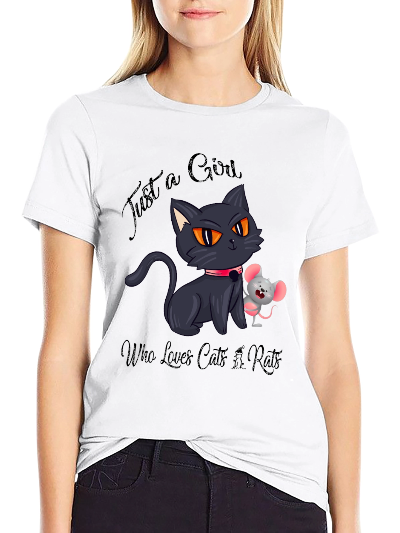 Cute Cat and Mouse Graphic Tee